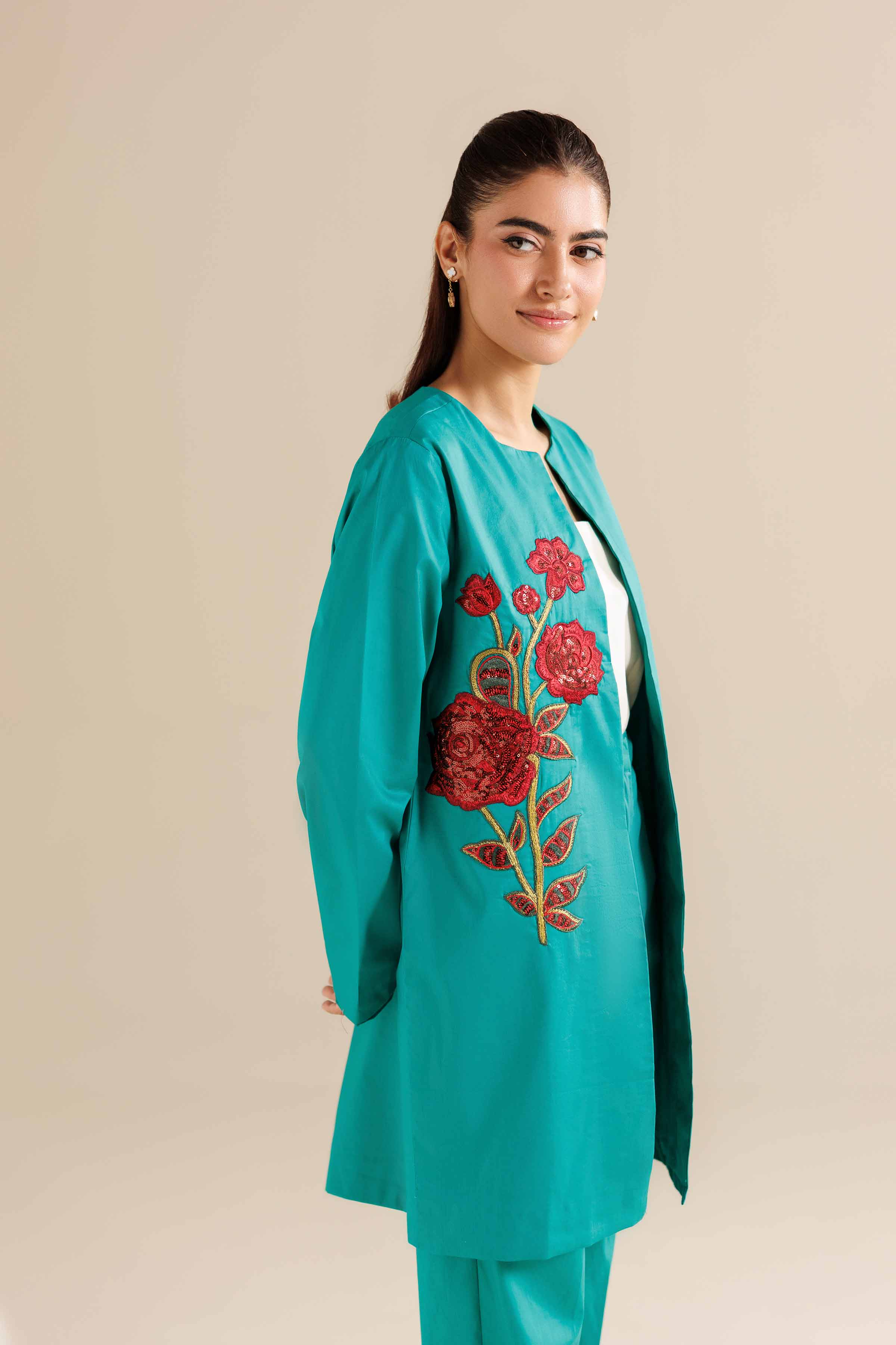 NishatUK - Green Silk 2-piece ready to wear Dress