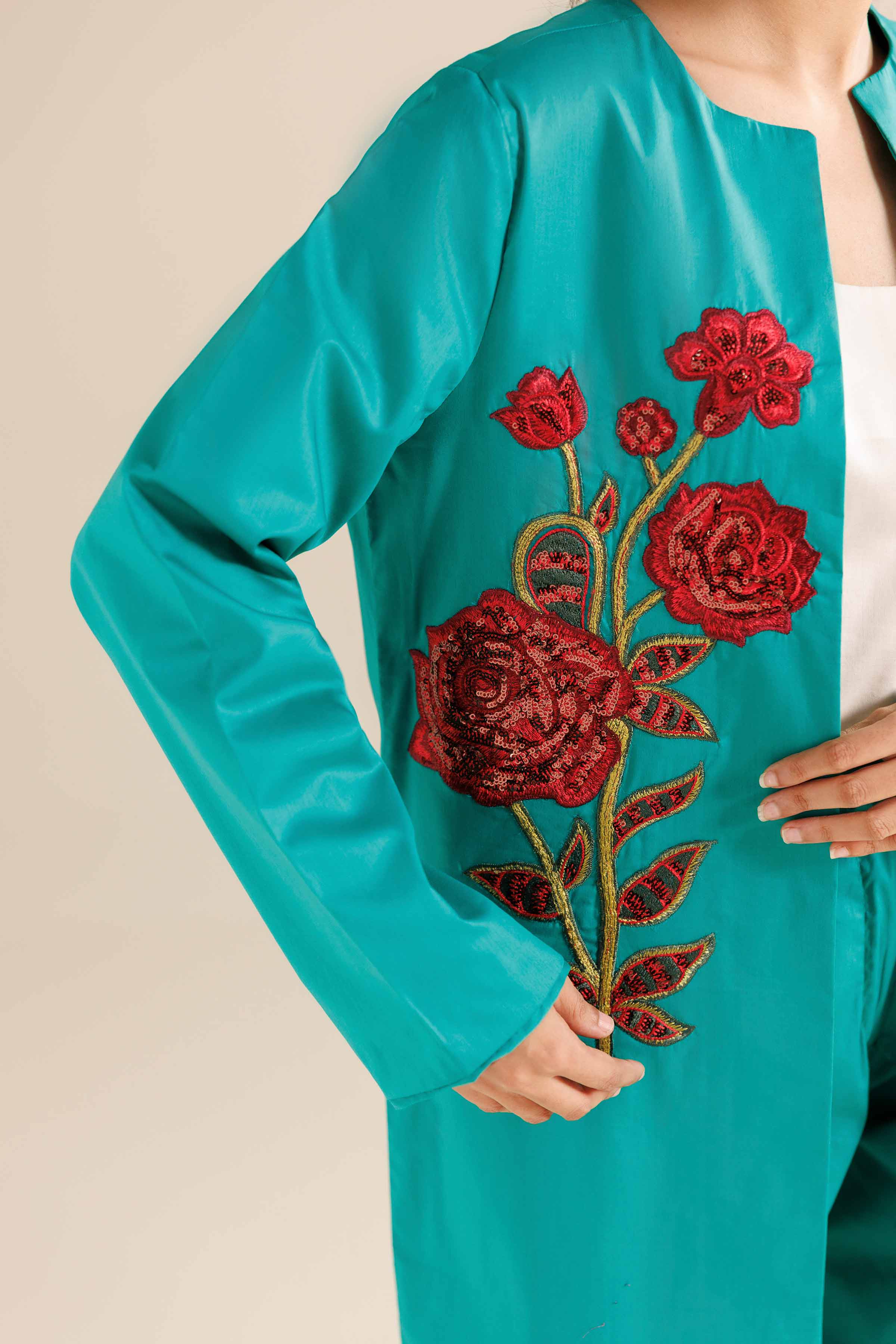 NishatUK - Green Silk 2-piece ready to wear Dress