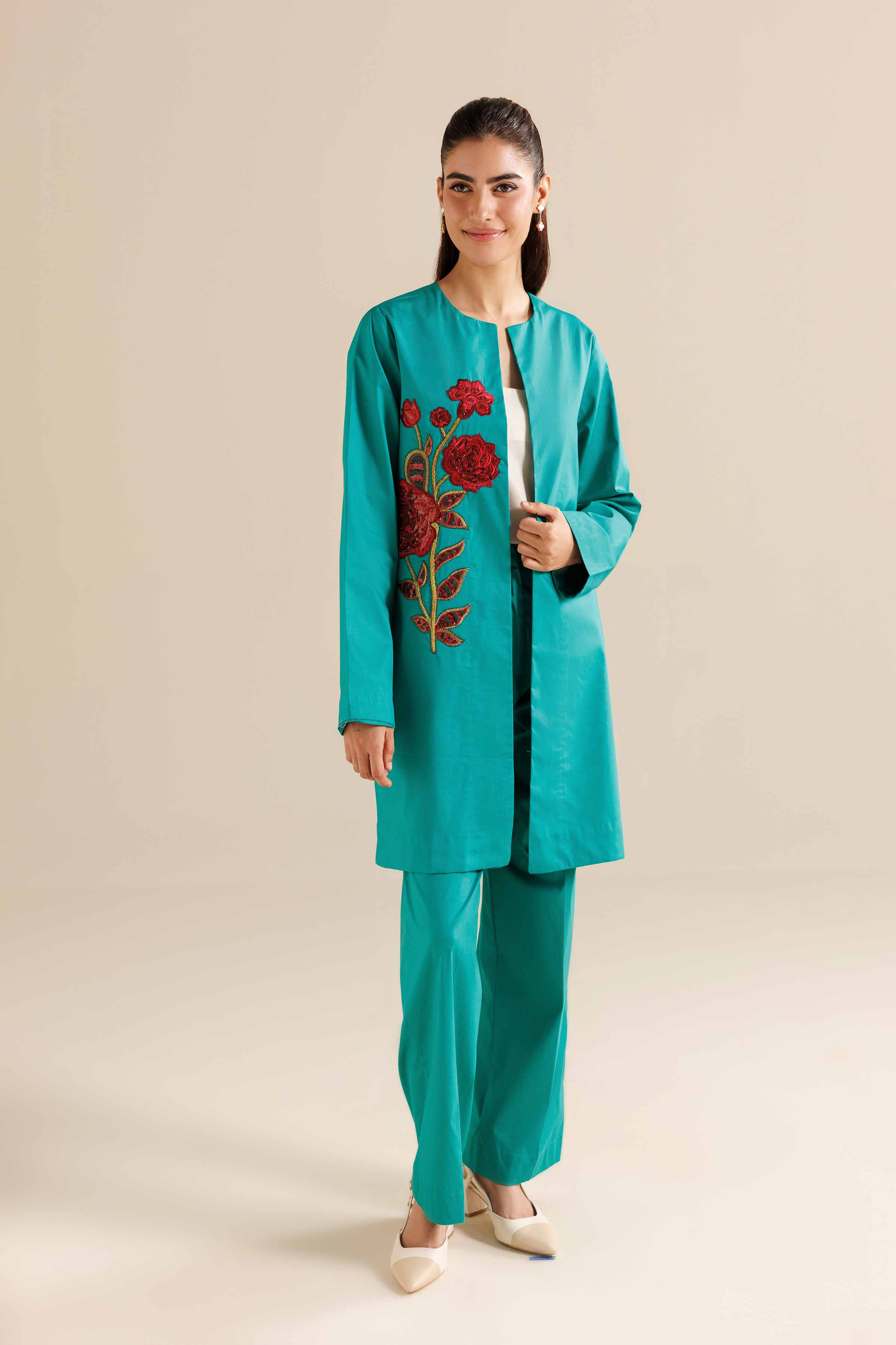 NishatUK - Green Silk 2-piece ready to wear Dress