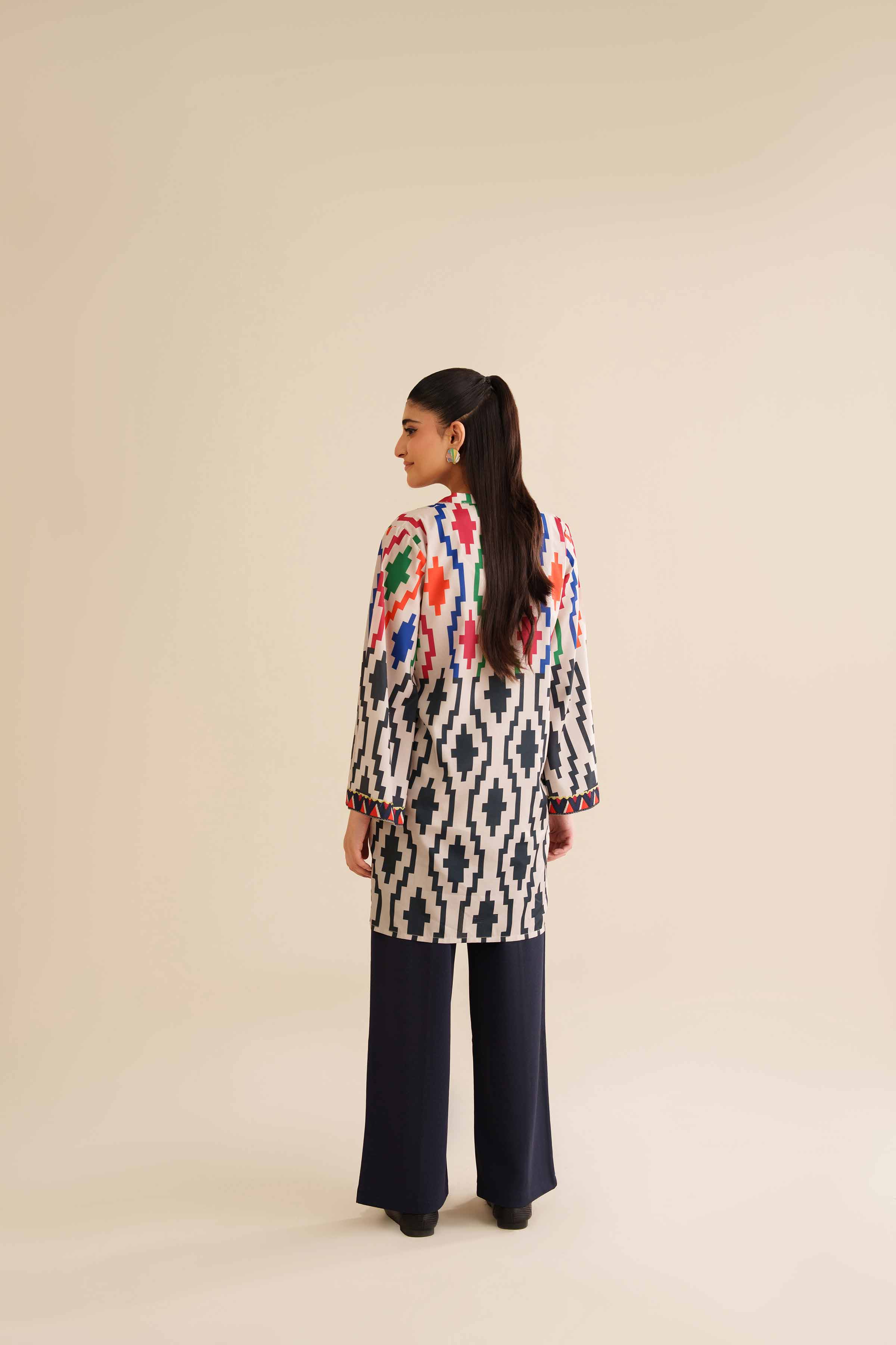 NishatUK - Multi Printed Silk 1-piece ready to wear Tunic