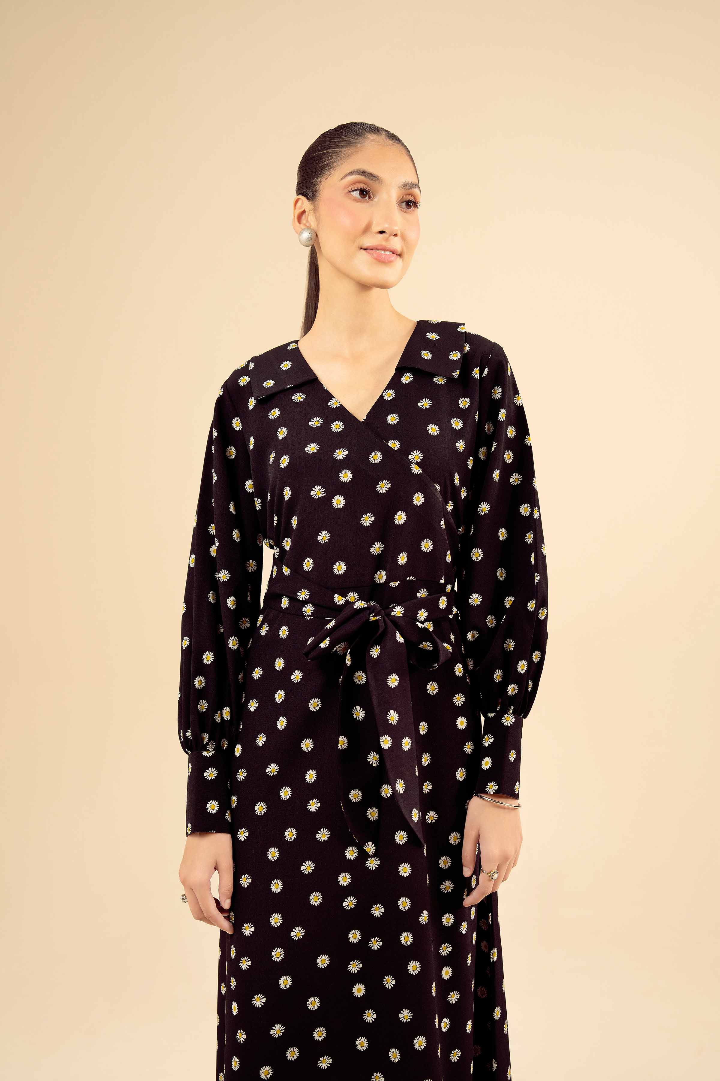 NishatUK - Black Printed Grip 1-piece ready to wear Long Dress