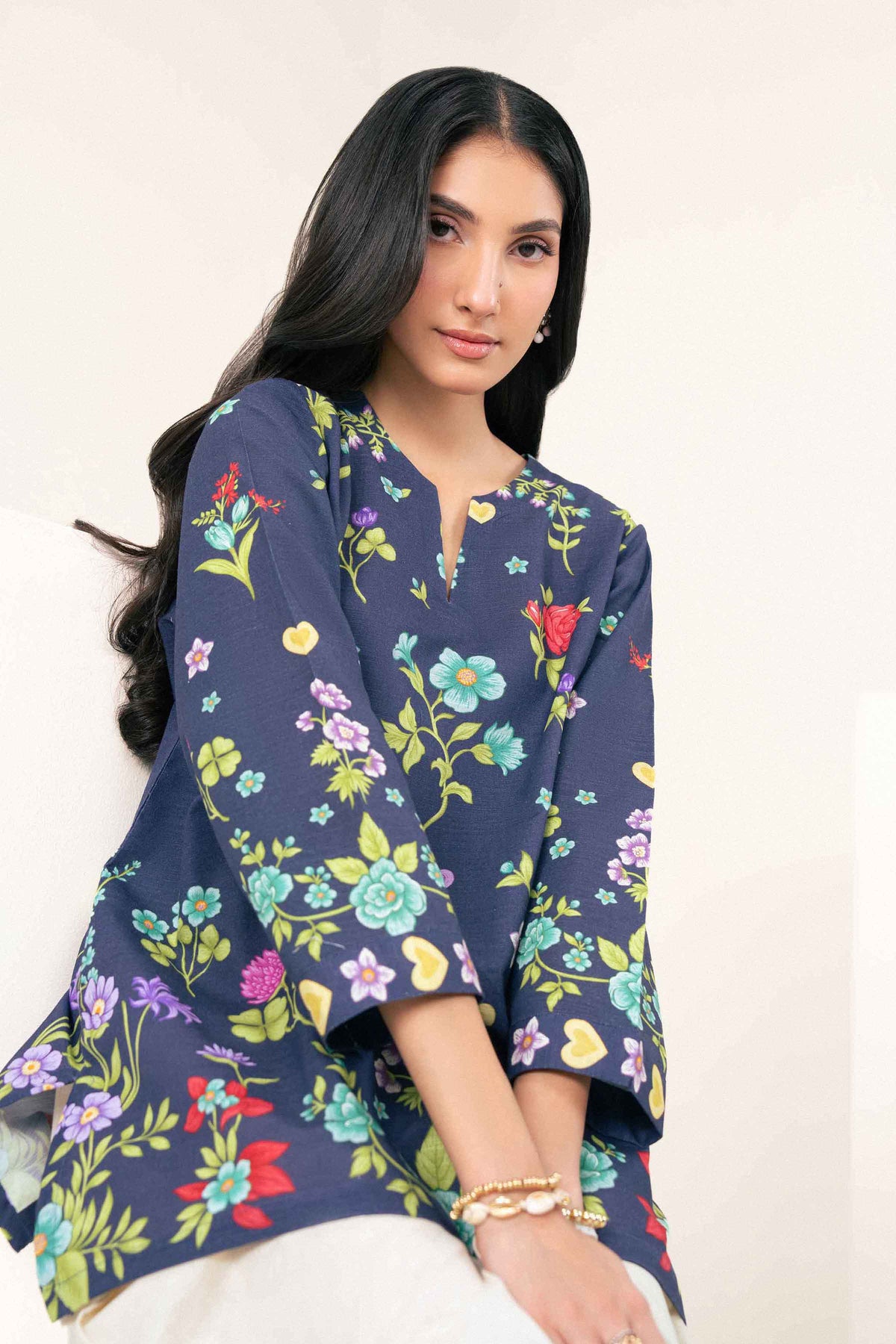 Nishat UK - Blue Printed Khaddar 1 Piece ready to wear tunic