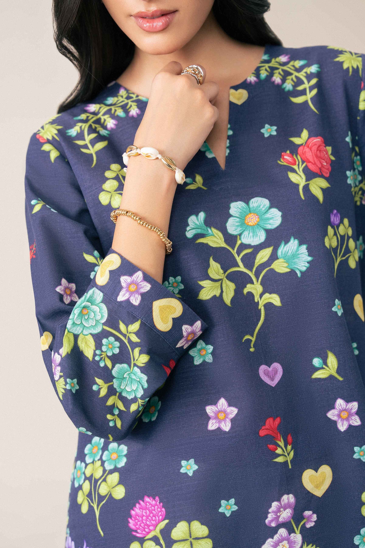 Nishat UK - Blue Printed Khaddar 1 Piece ready to wear tunic