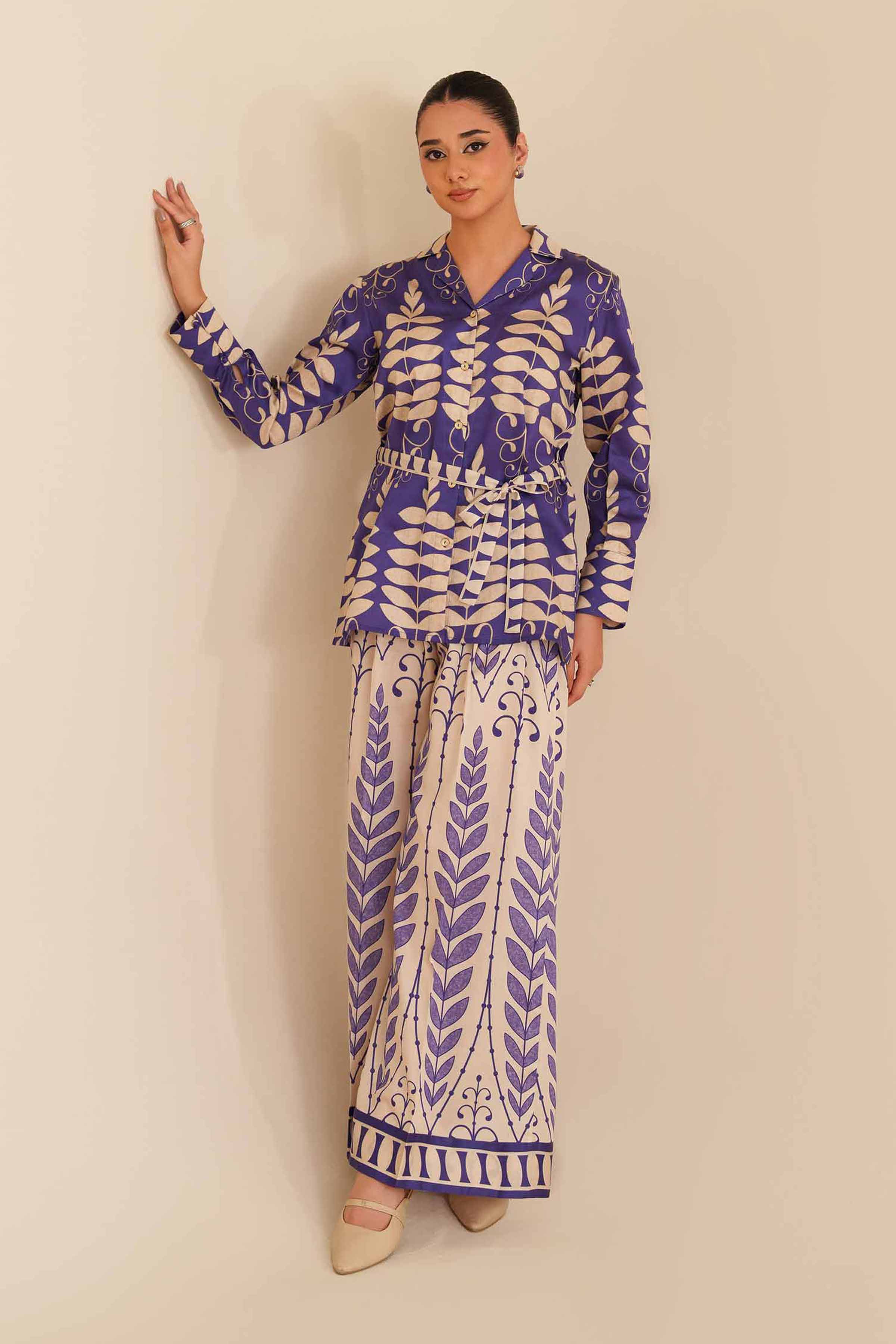 NishatUK - Blue Sateen 2-piece ready to wear Dress