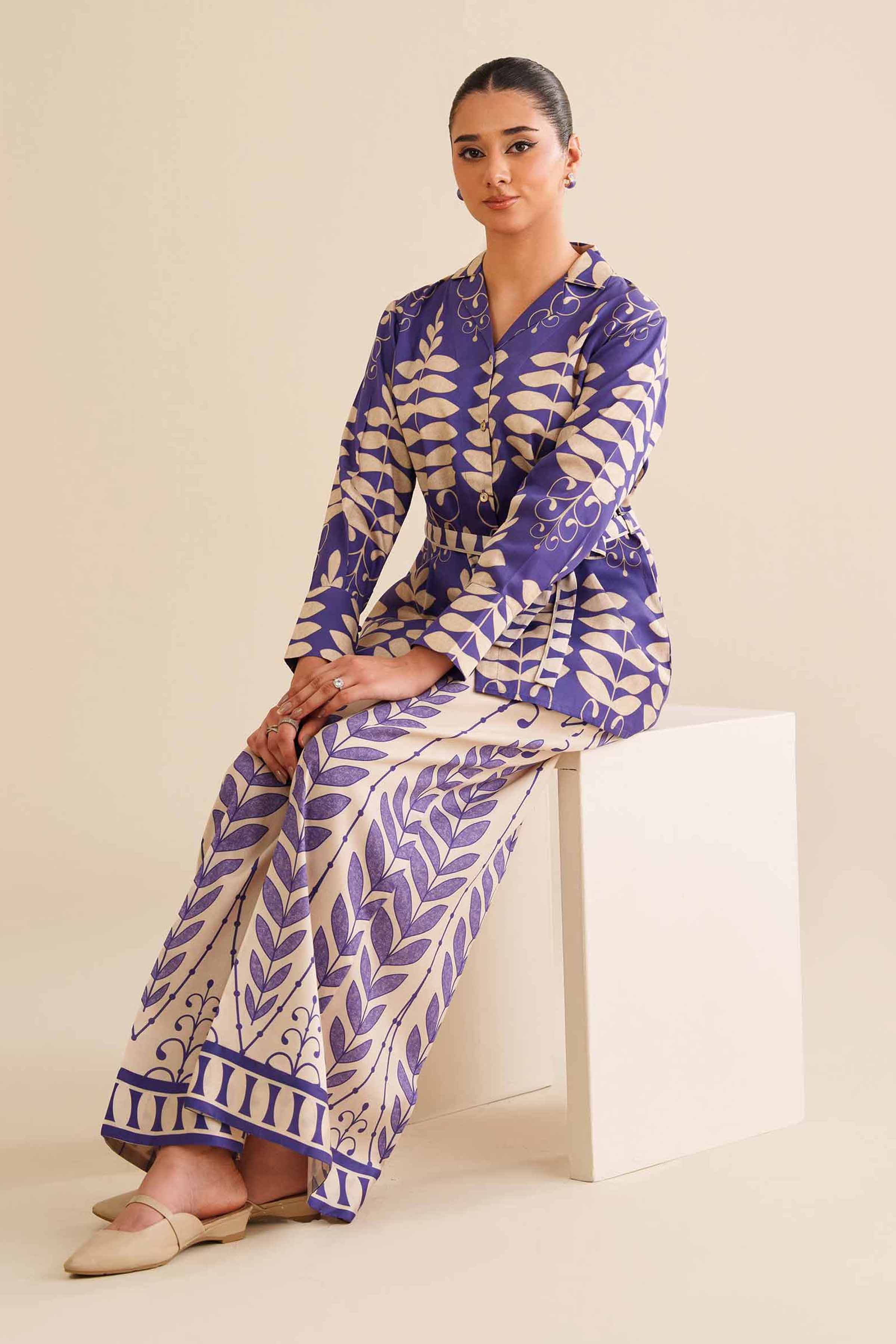 NishatUK - Blue Sateen 2-piece ready to wear Dress