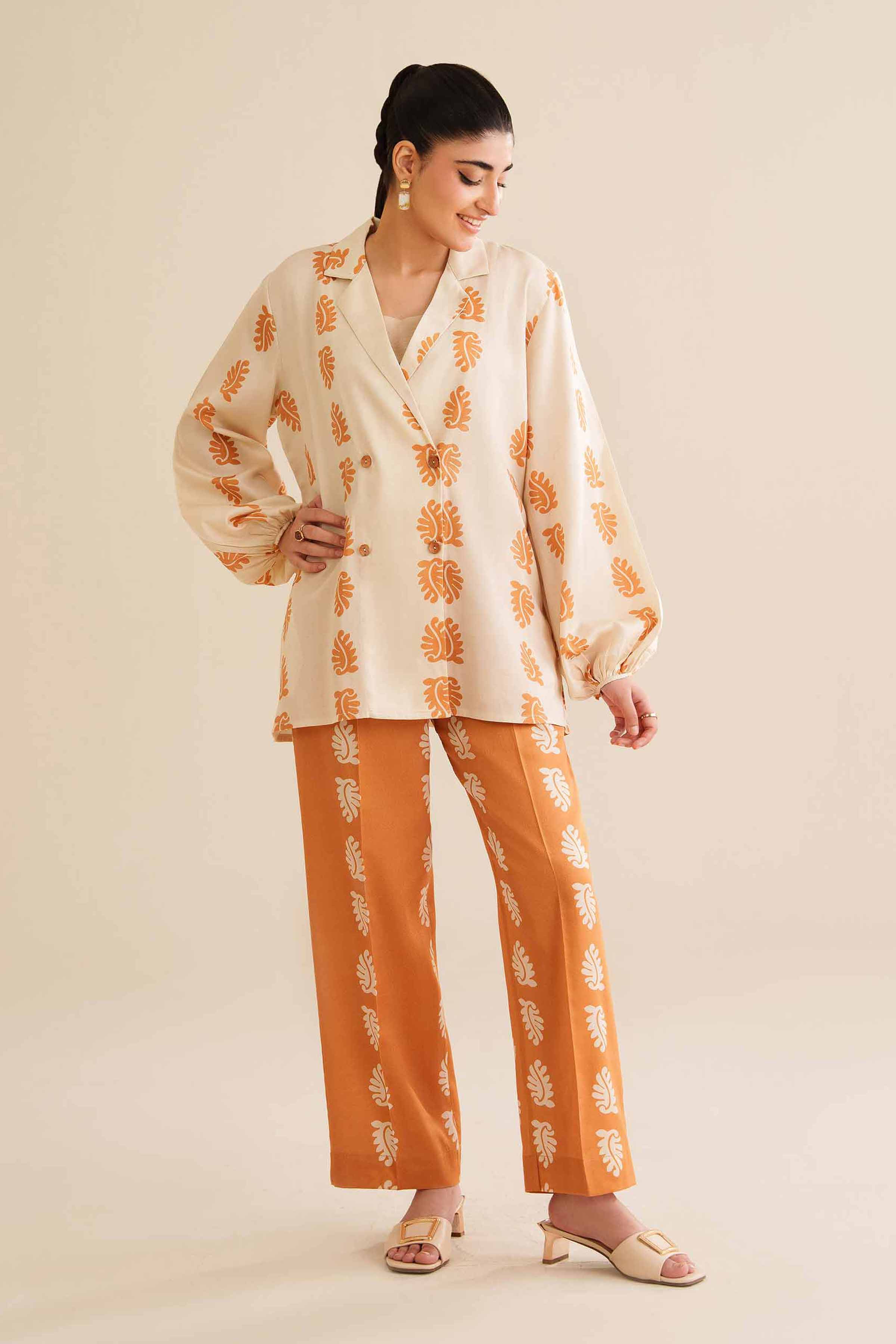 NishatUK - Ivory Sateen 2-piece ready to wear Dress