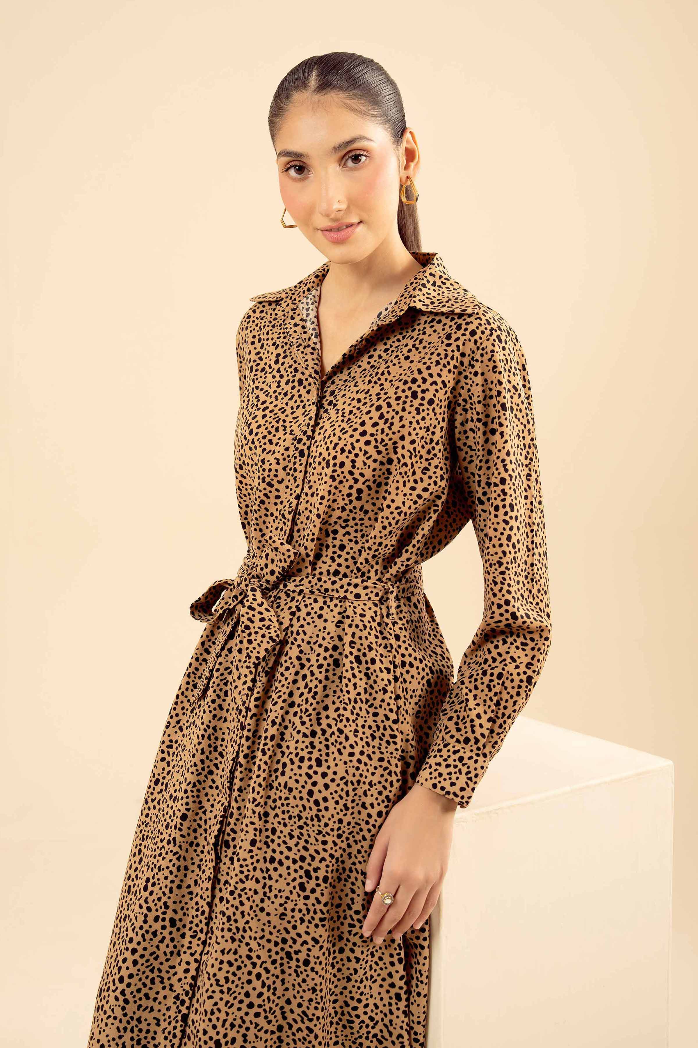 NishatUK - Brown Printed Grip 1-piece ready to wear Long Dress