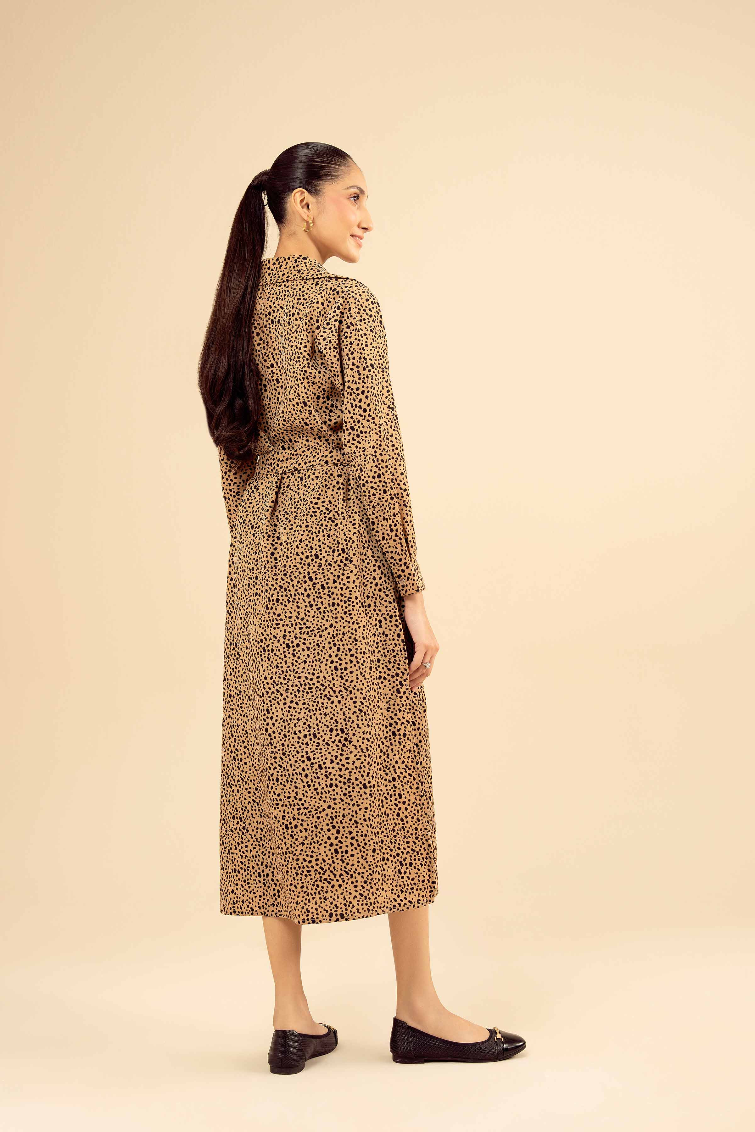 NishatUK - Brown Printed Grip 1-piece ready to wear Long Dress
