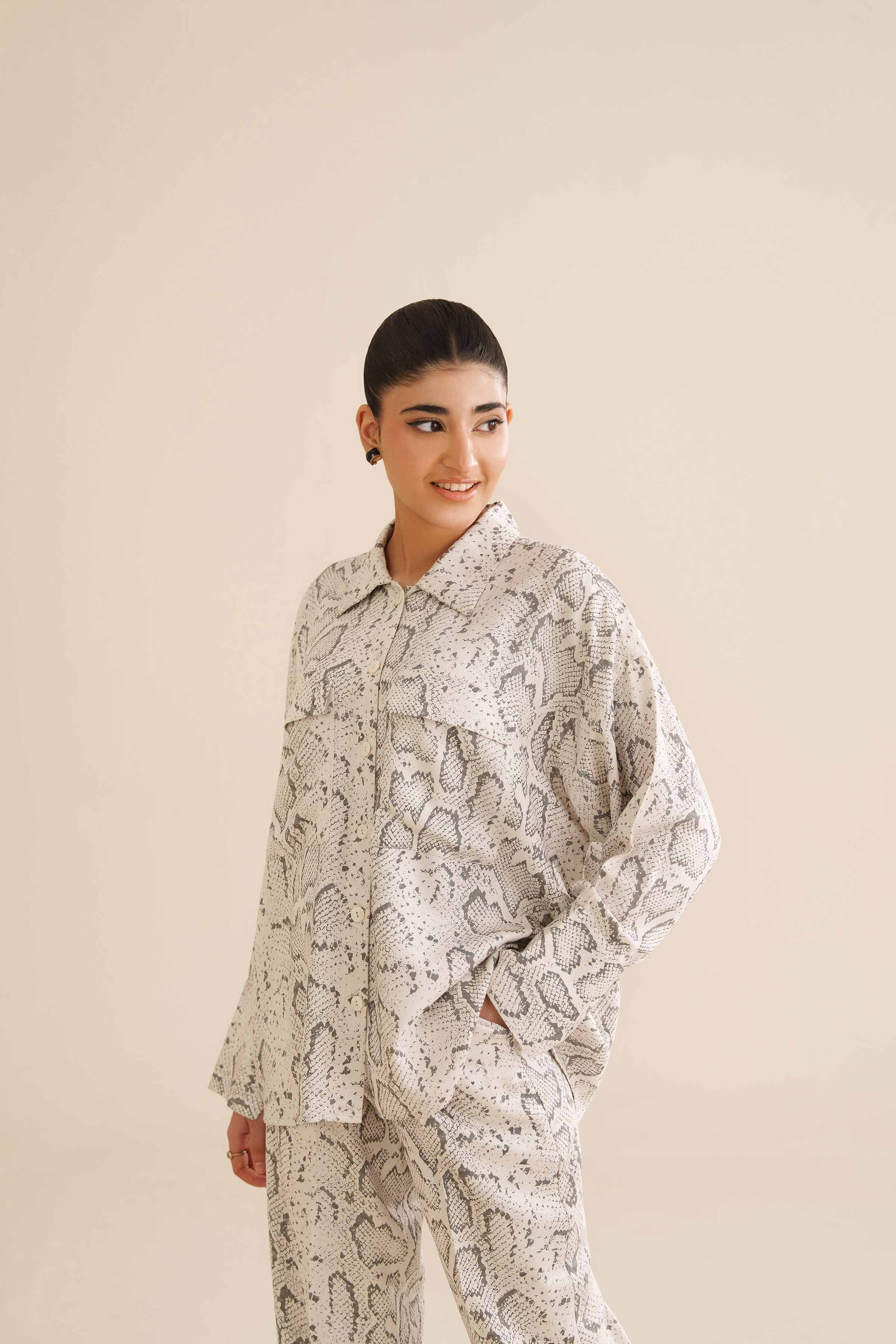 NishatUK - White Printed Twill 2-piece ready to wear Dress