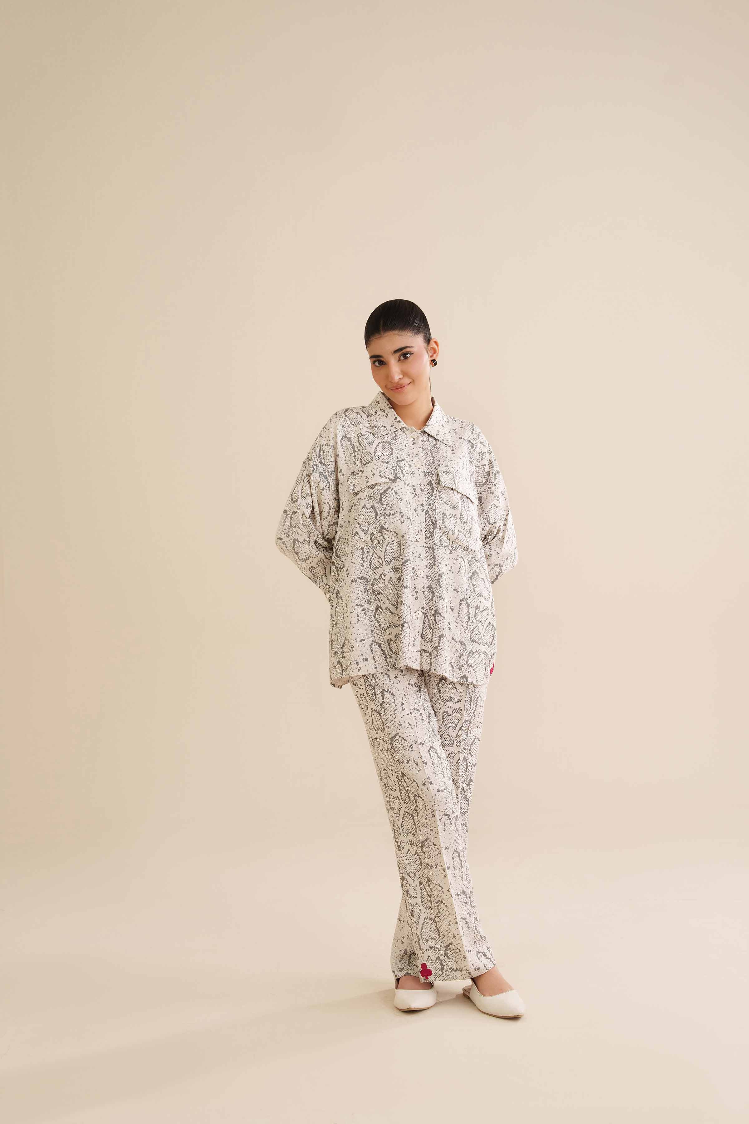 NishatUK - White Printed Twill 2-piece ready to wear Dress
