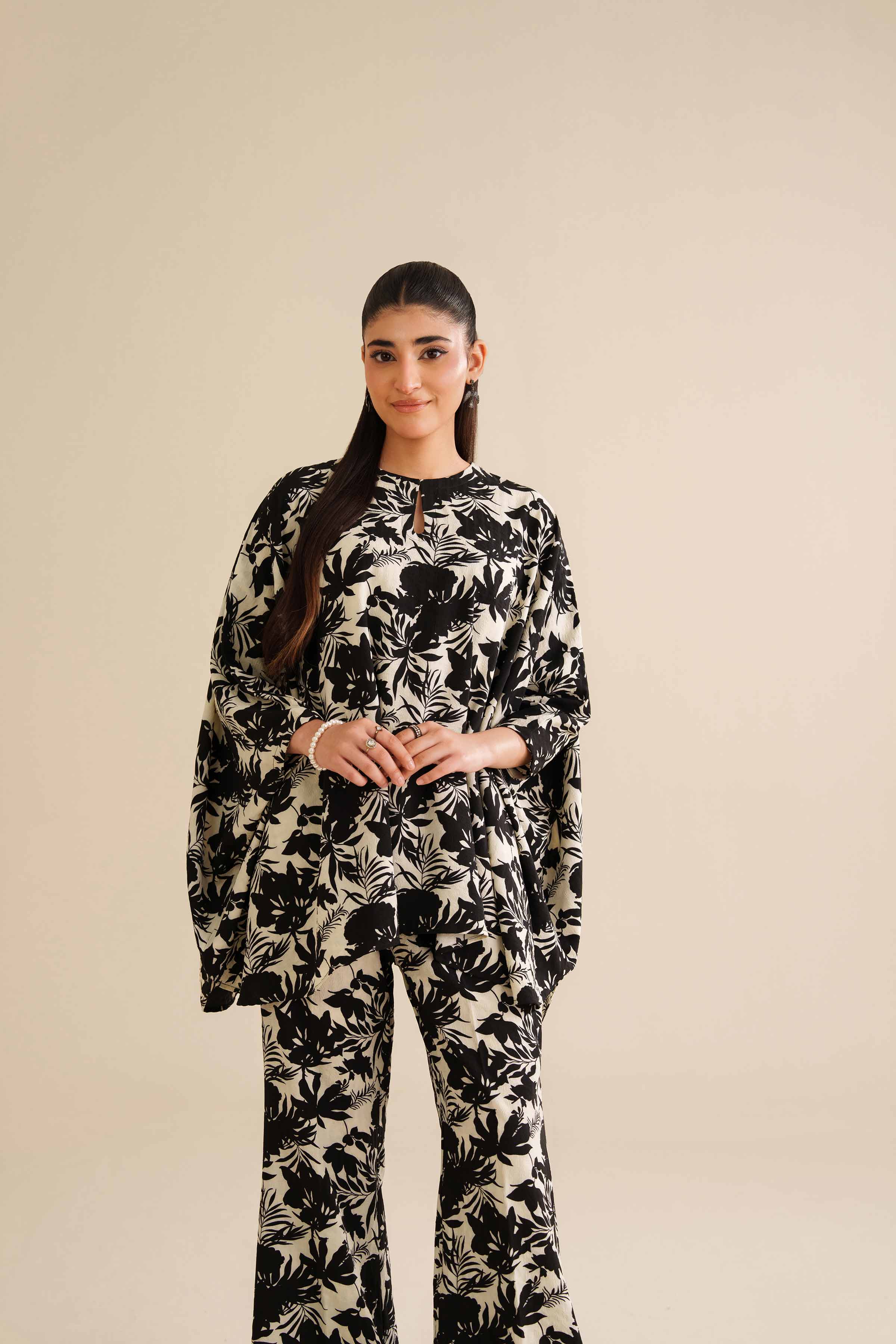 NishatUK - Black Printed Crush 2-piece ready to wear Dress