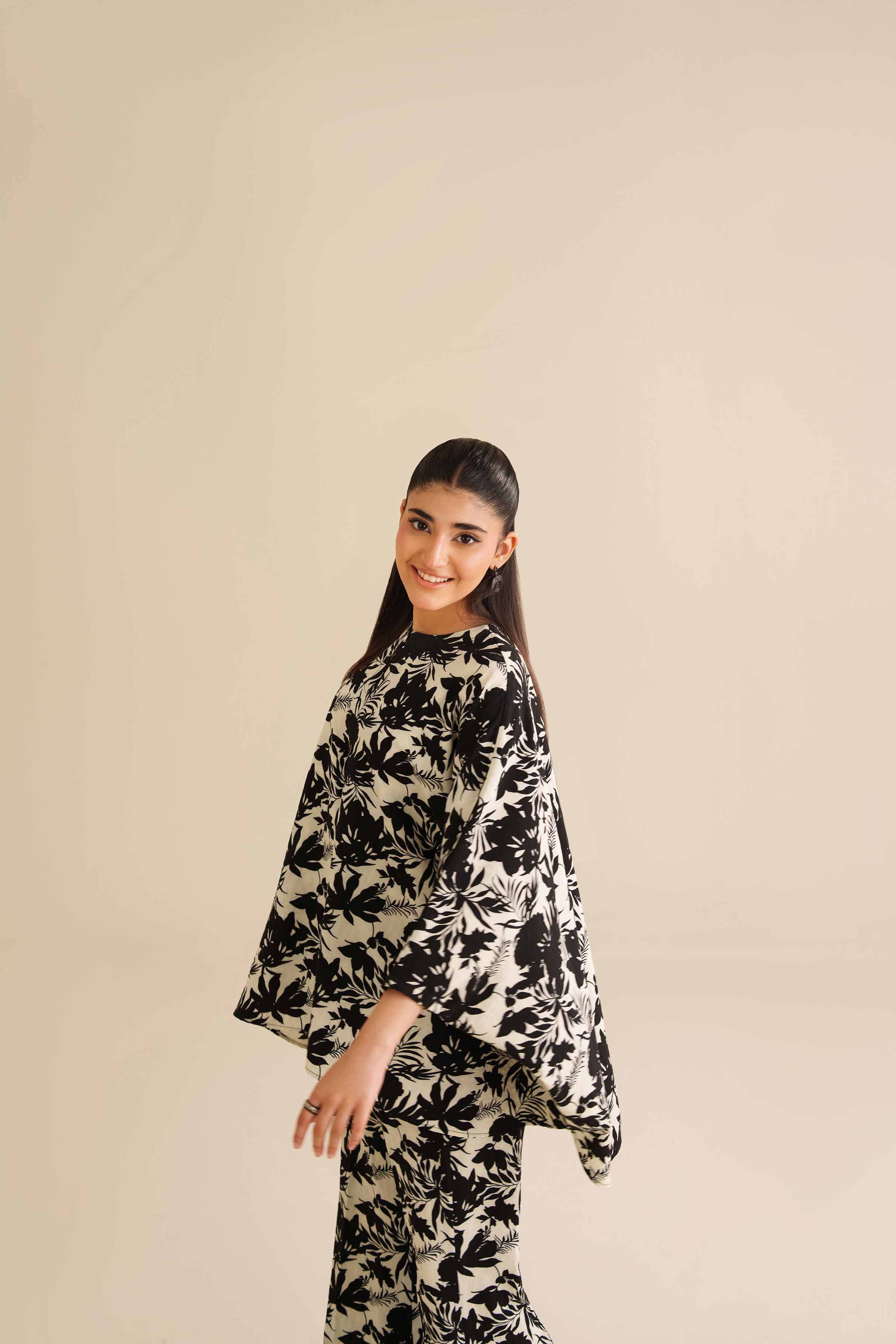 NishatUK - Black Printed Crush 2-piece ready to wear Dress