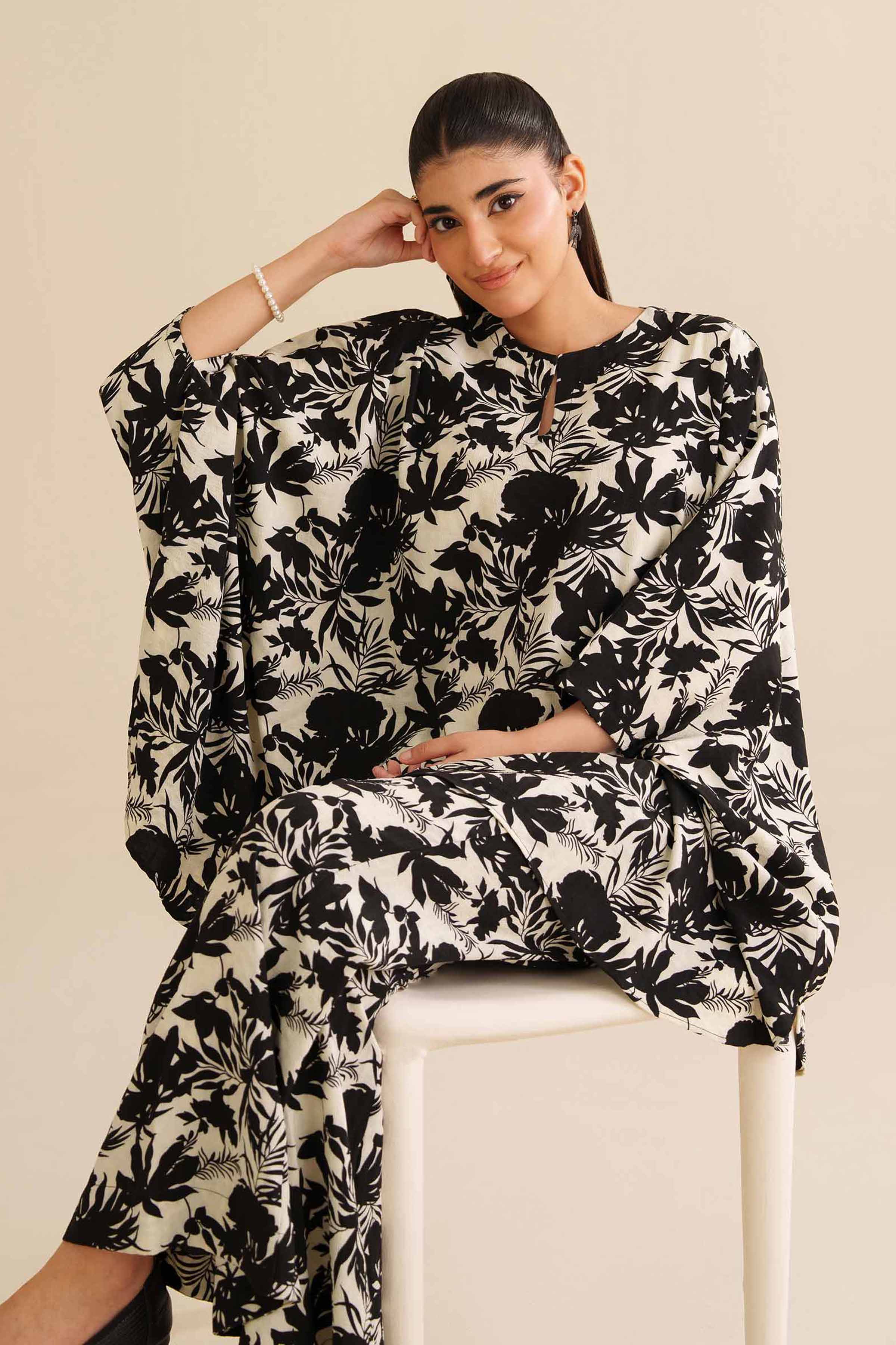 NishatUK - Black Printed Crush 2-piece ready to wear Dress