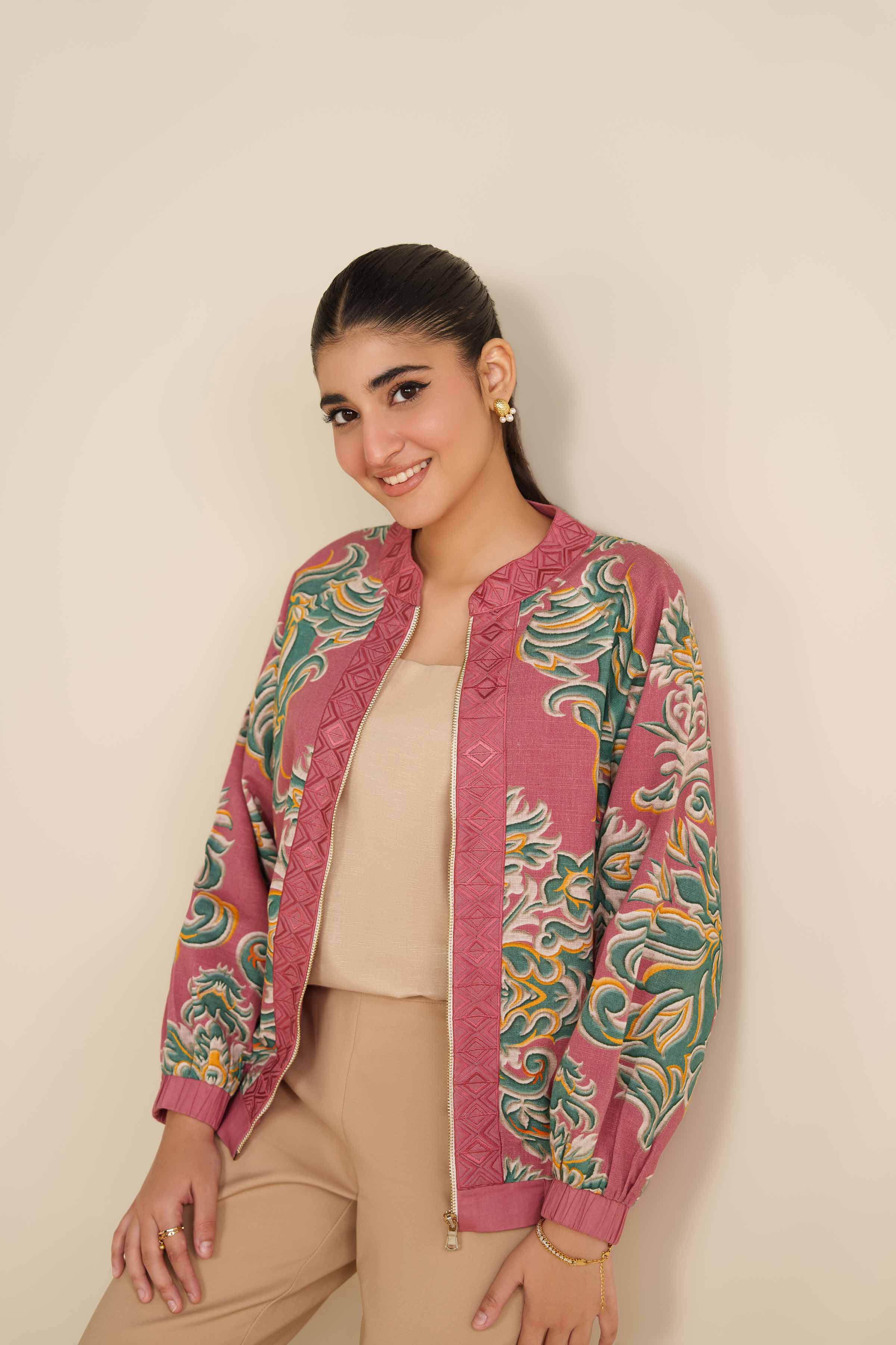 NishatUK - Pink Printed Khaddar 1-piece ready to wear Dress