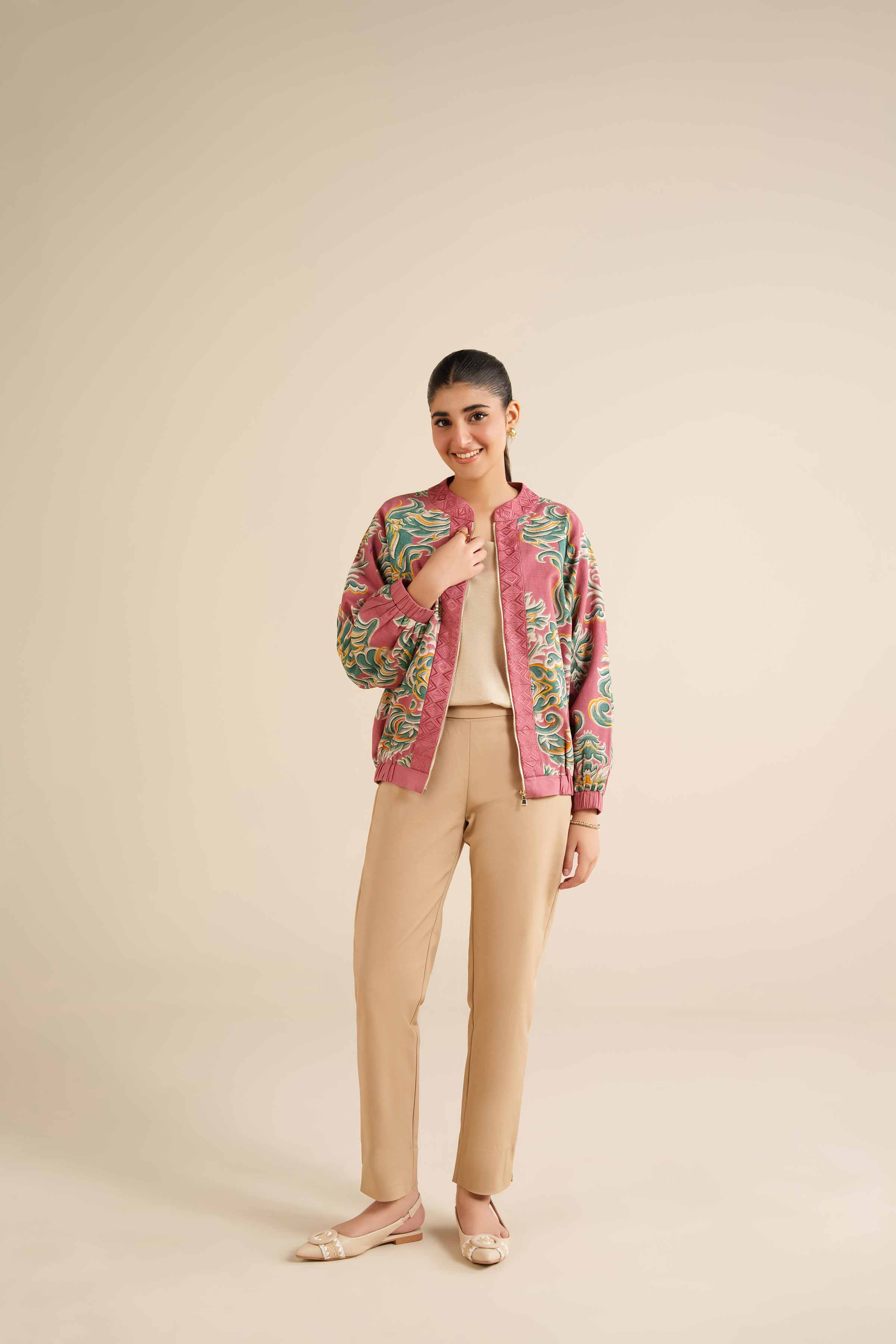 NishatUK - Pink Printed Khaddar 1-piece ready to wear Dress