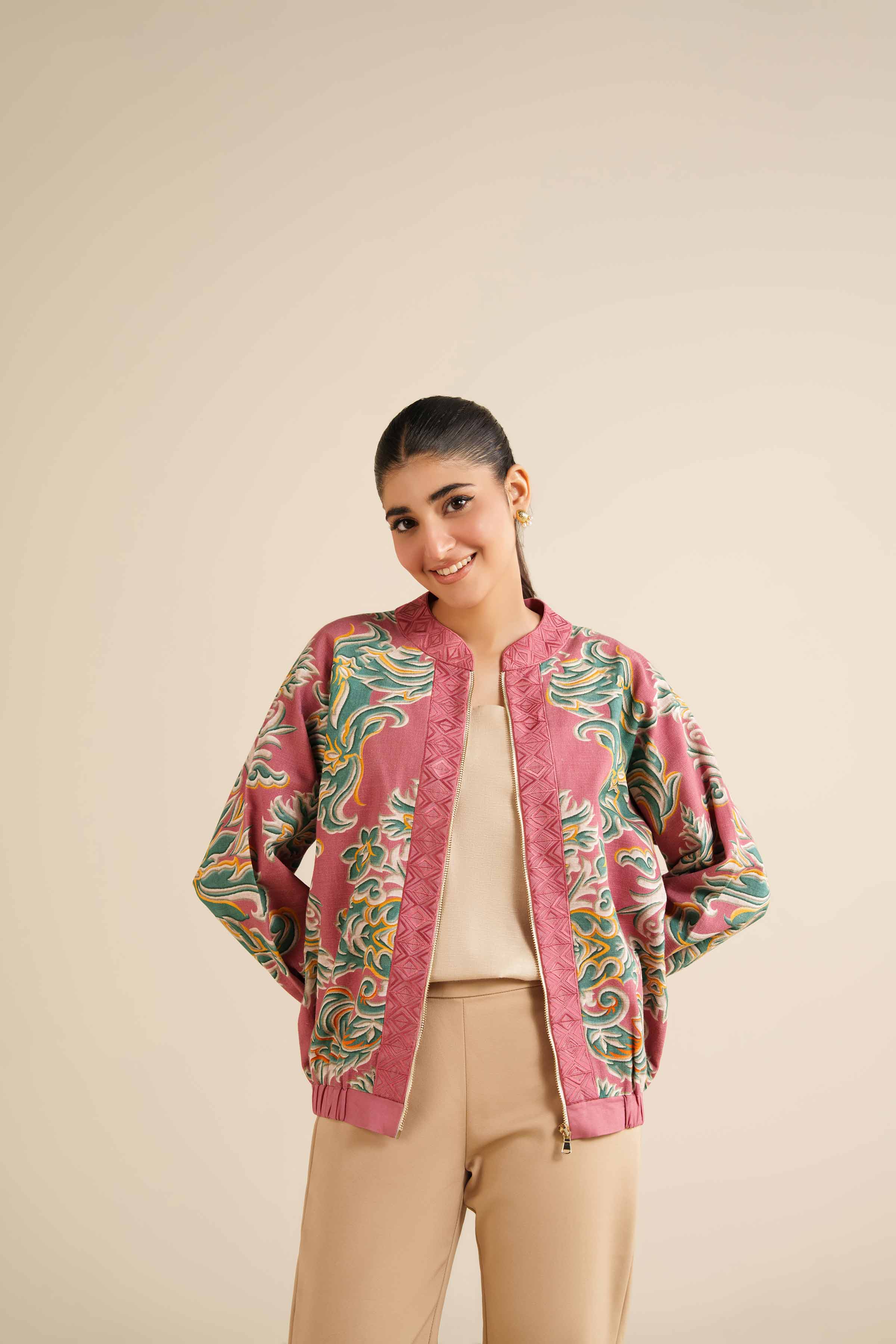 NishatUK - Pink Printed Khaddar 1-piece ready to wear Dress