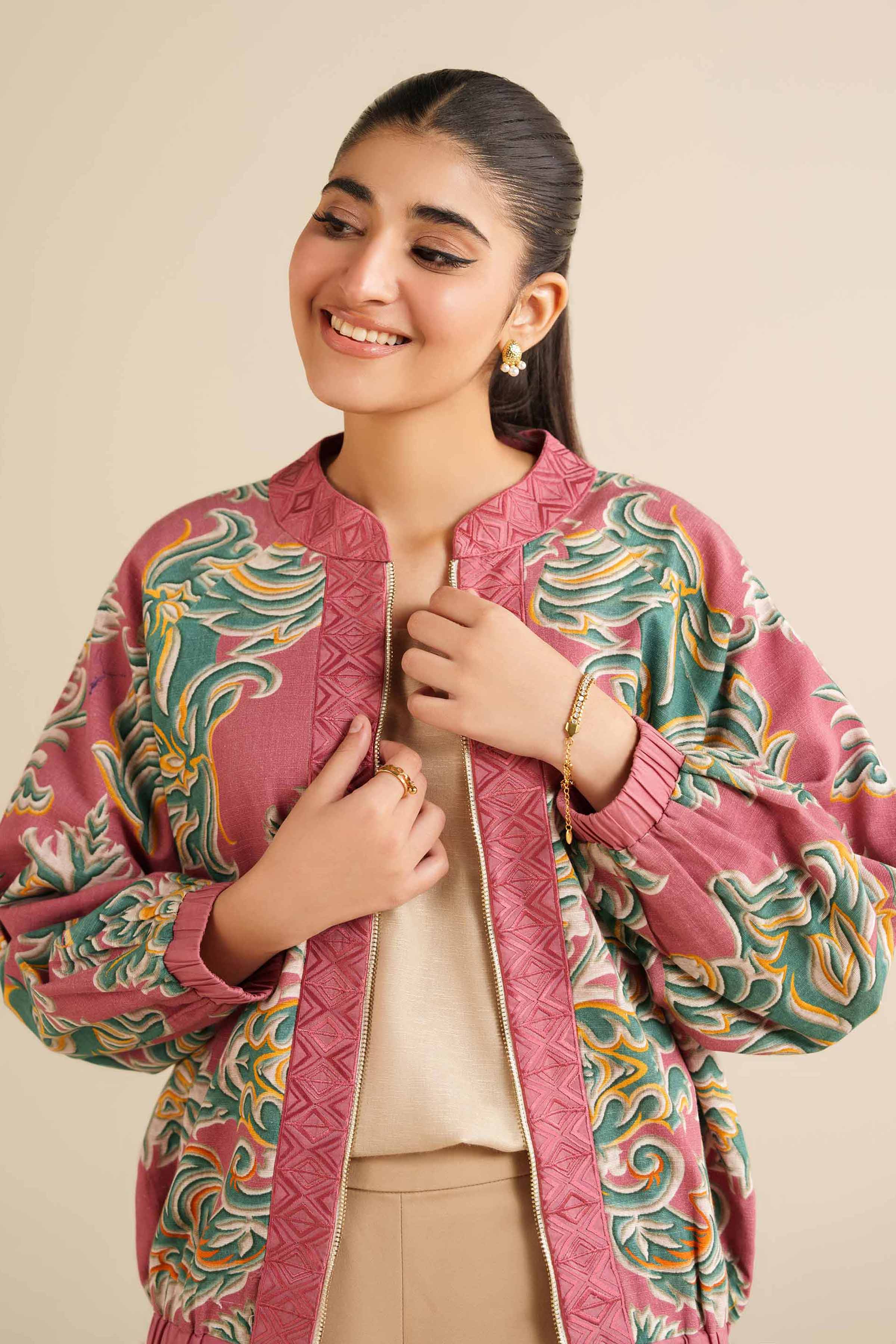 NishatUK - Pink Printed Khaddar 1-piece ready to wear Dress