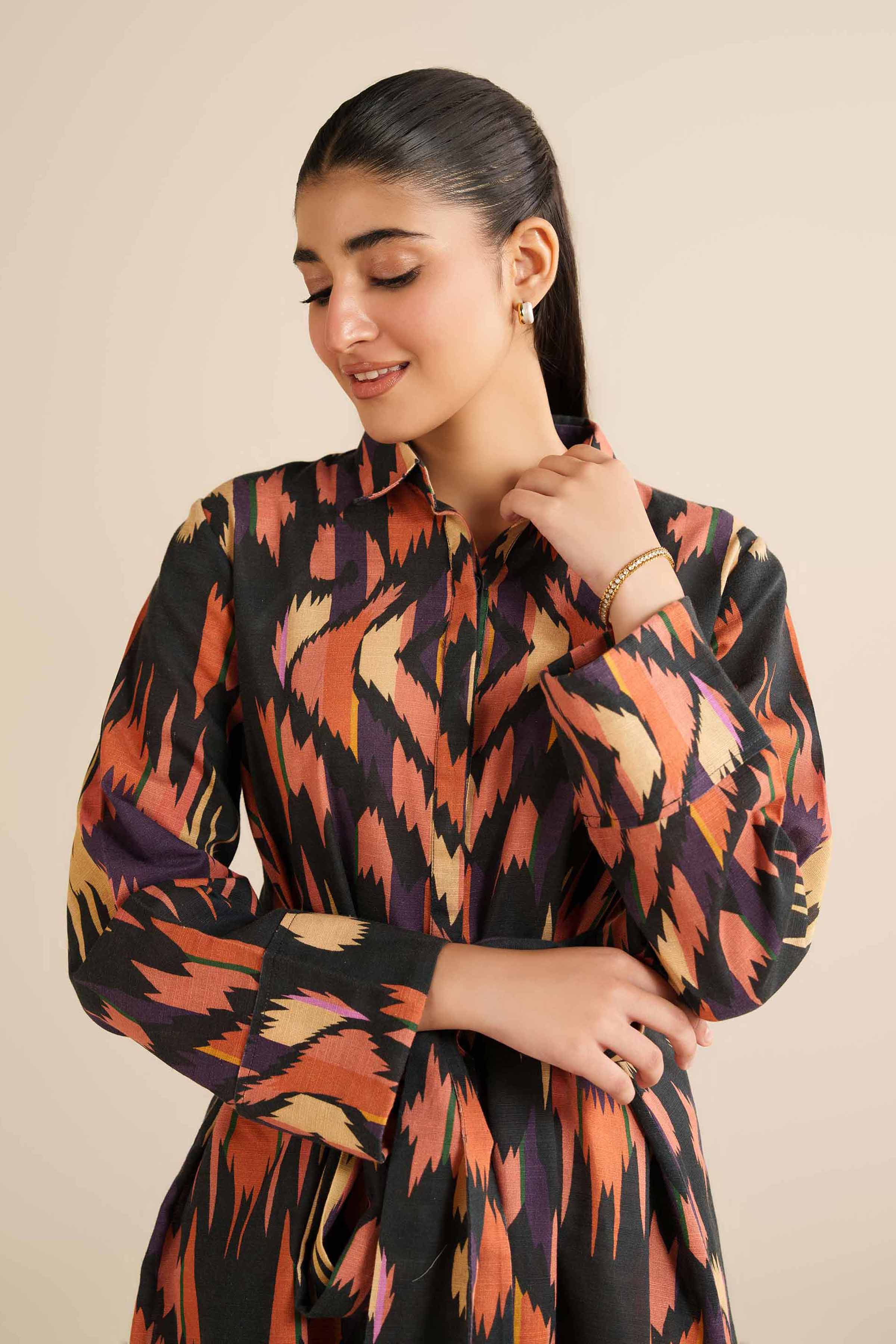 NishatUK - Black Khaddar 1-piece ready to wear Long Dress