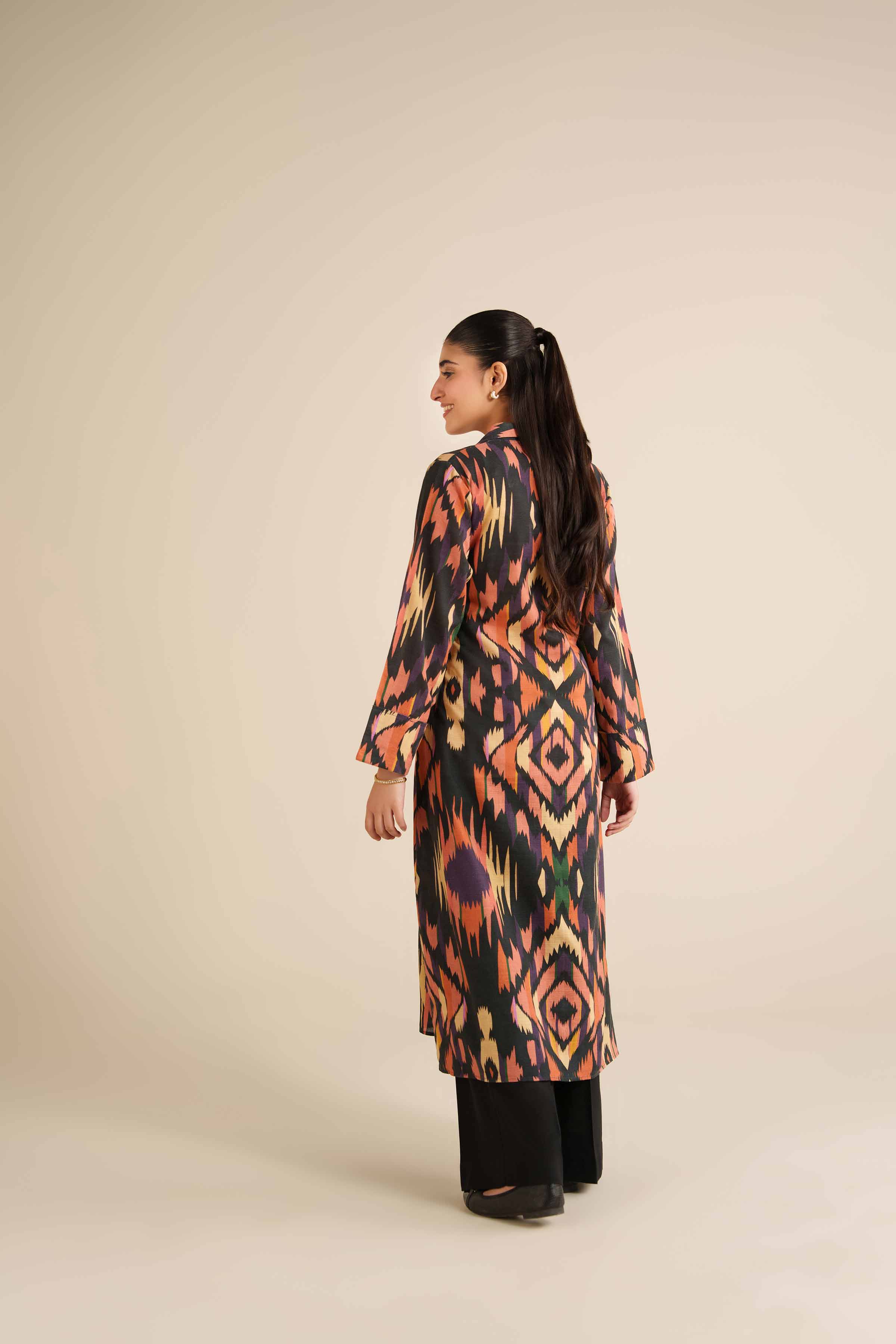 NishatUK - Black Khaddar 1-piece ready to wear Long Dress