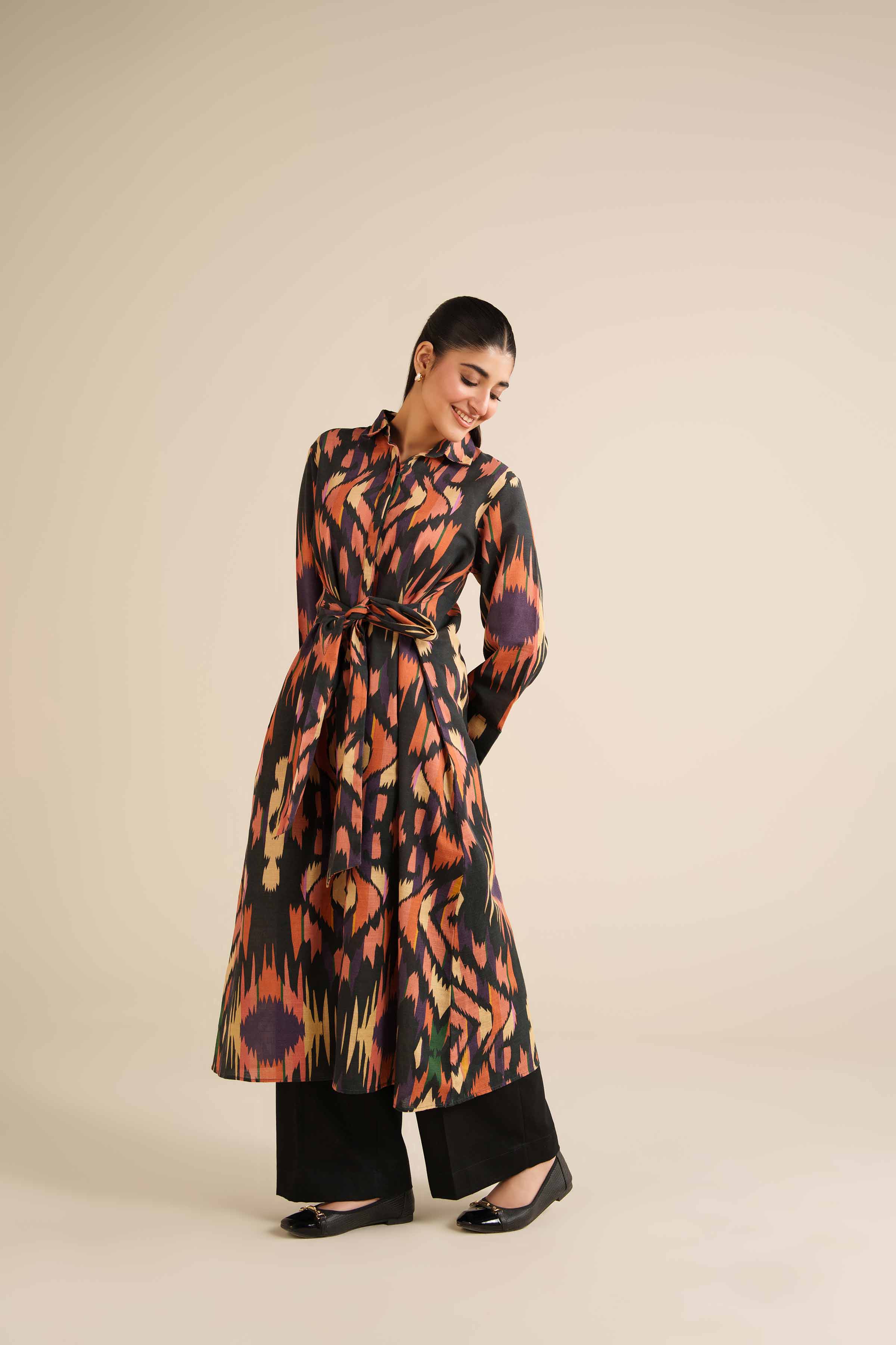 NishatUK - Black Khaddar 1-piece ready to wear Long Dress