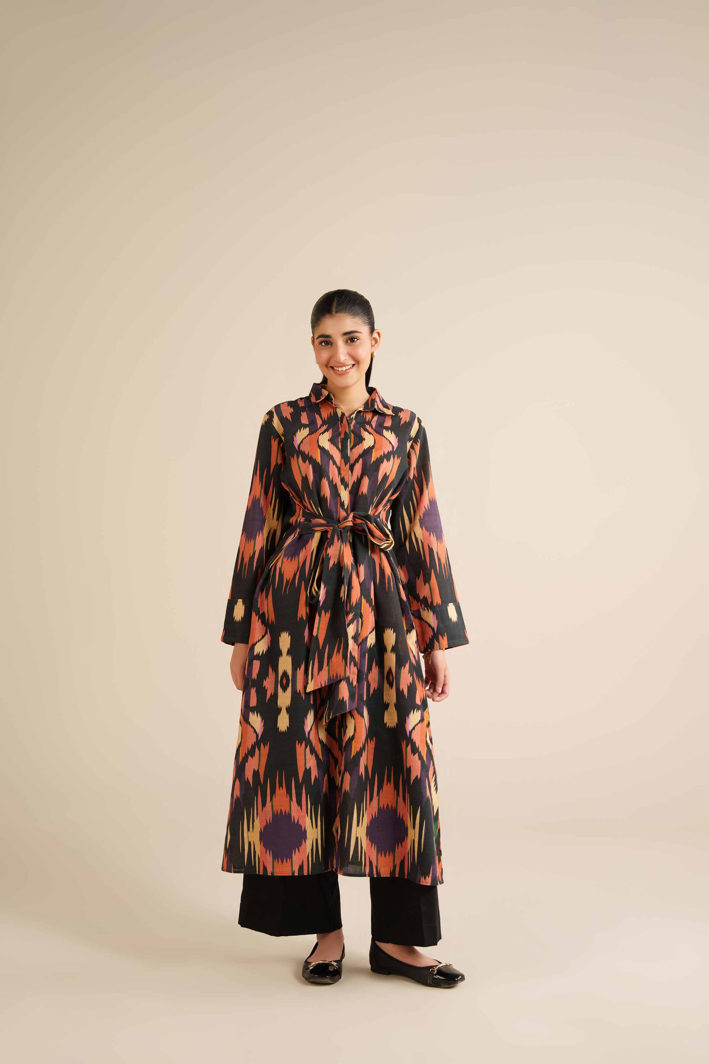 NishatUK - Black Khaddar 1-piece ready to wear Long Dress