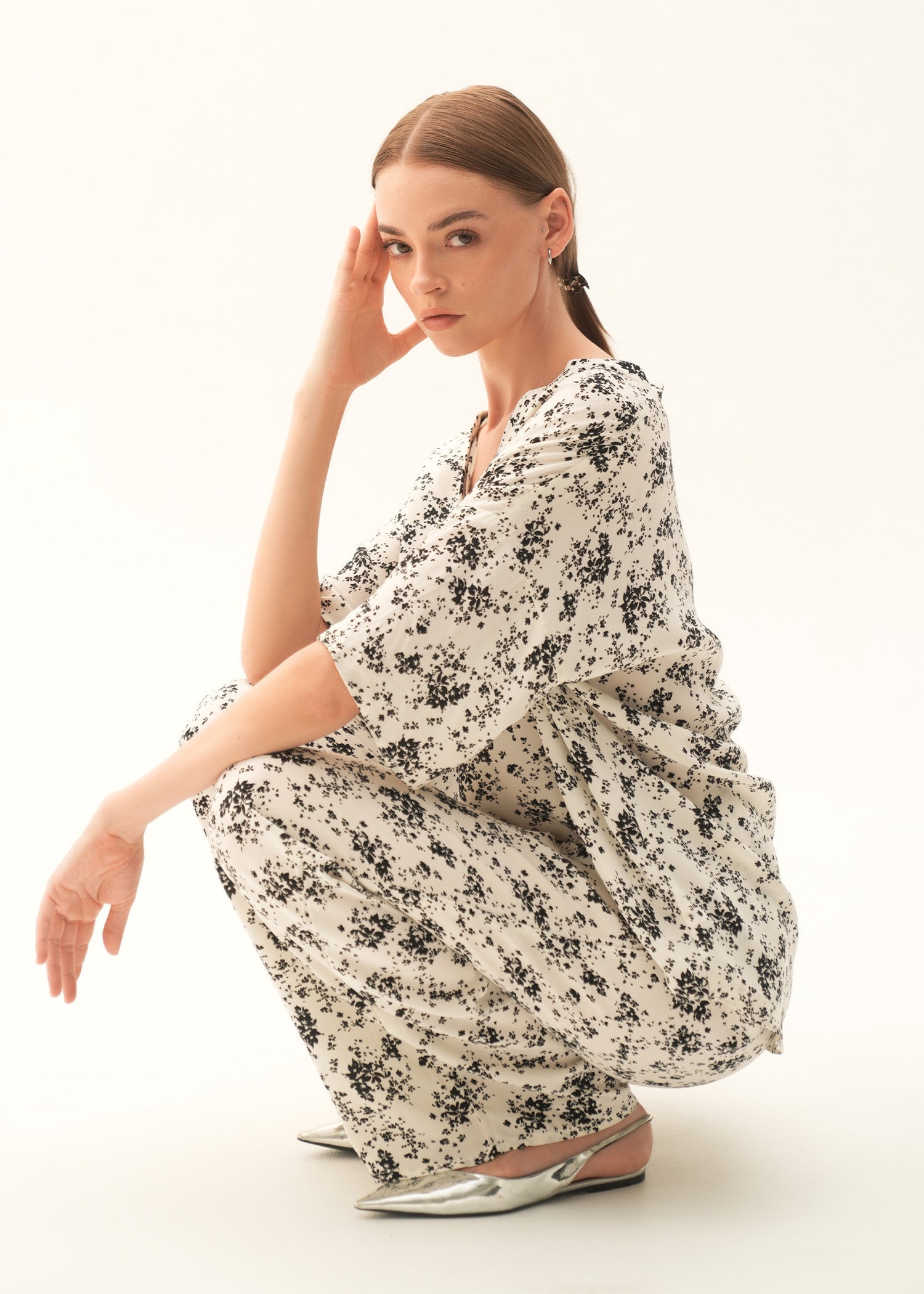 NishatUK - Black Printed Viscose 1-piece ready to wear Trouser