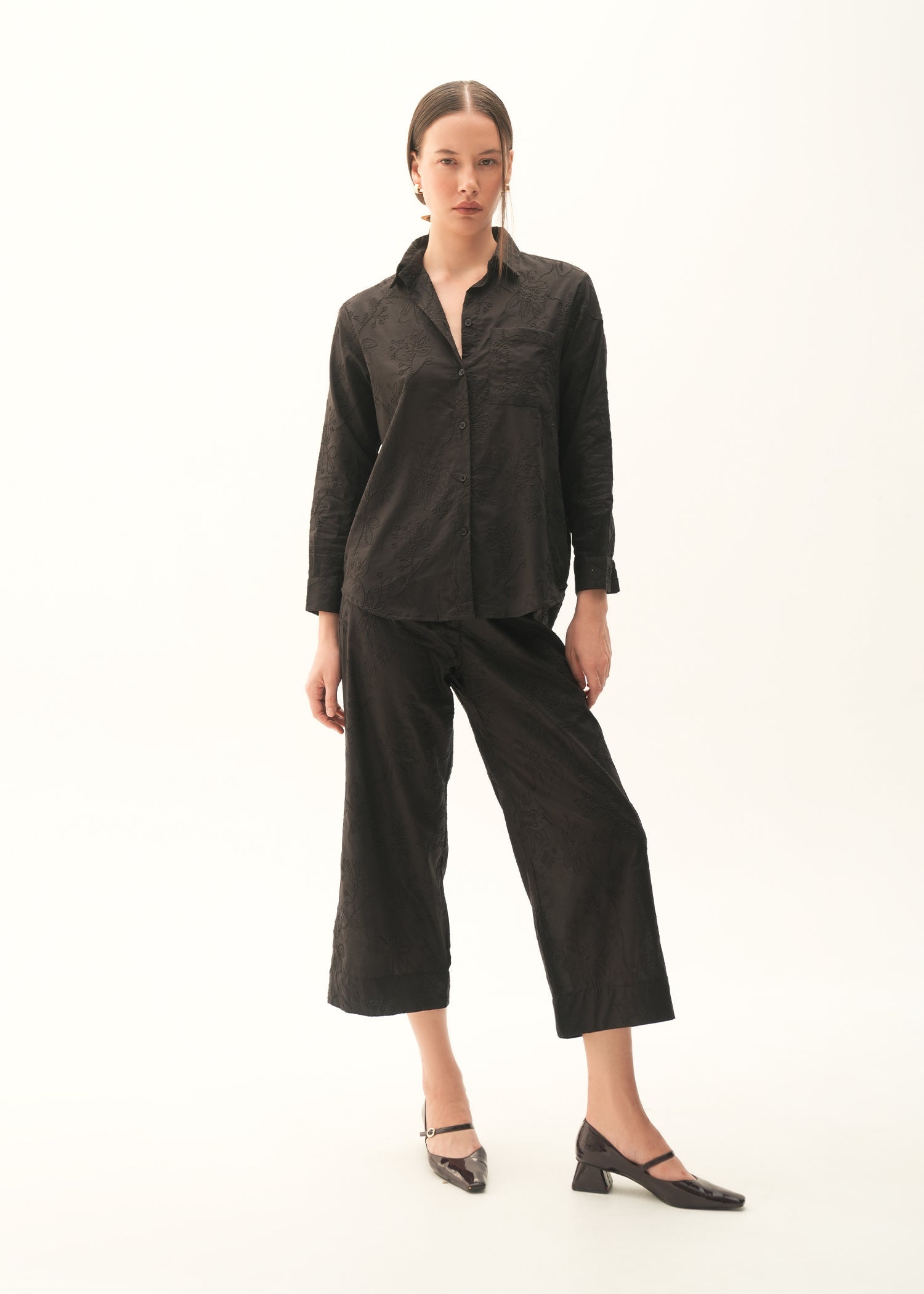 NishatUK - Black Embroidered Cotton 1-piece ready to wear Shirt