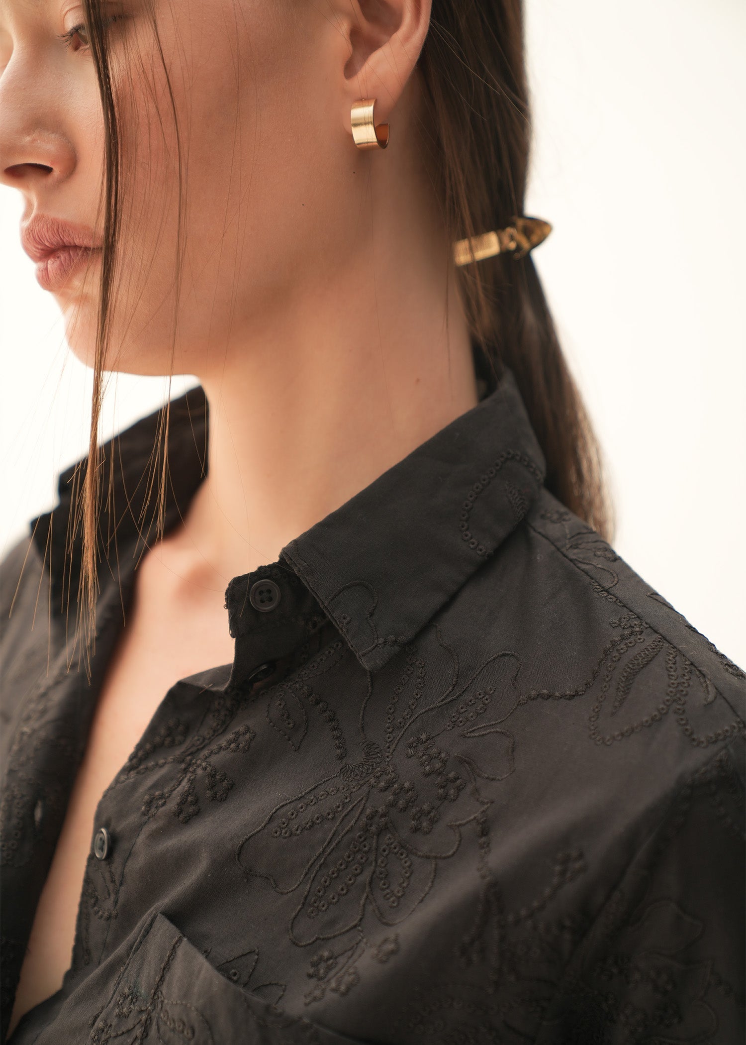 NishatUK - Black Embroidered Cotton 1-piece ready to wear Shirt