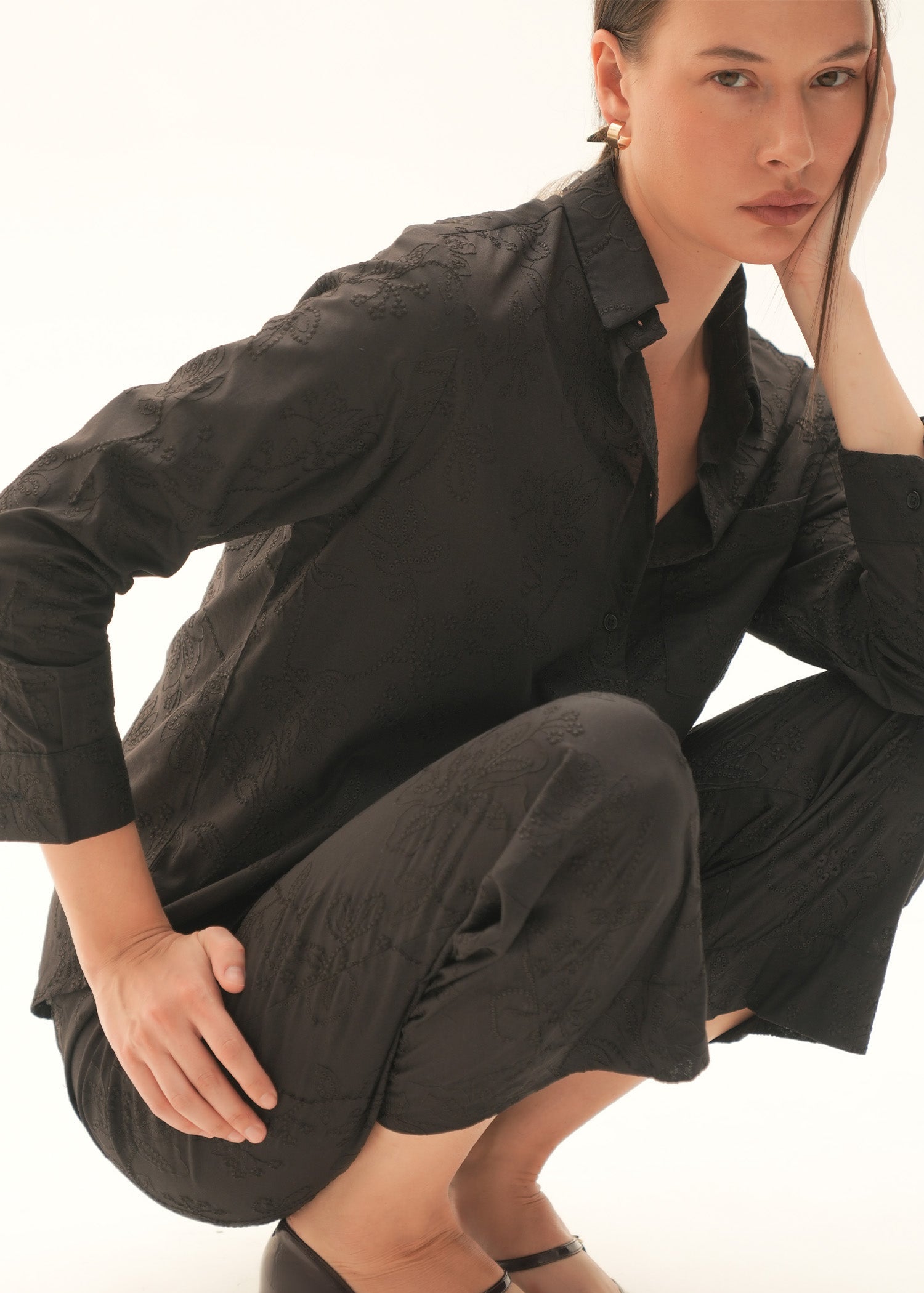 NishatUK - Black Embroidered Cotton 1-piece ready to wear Shirt