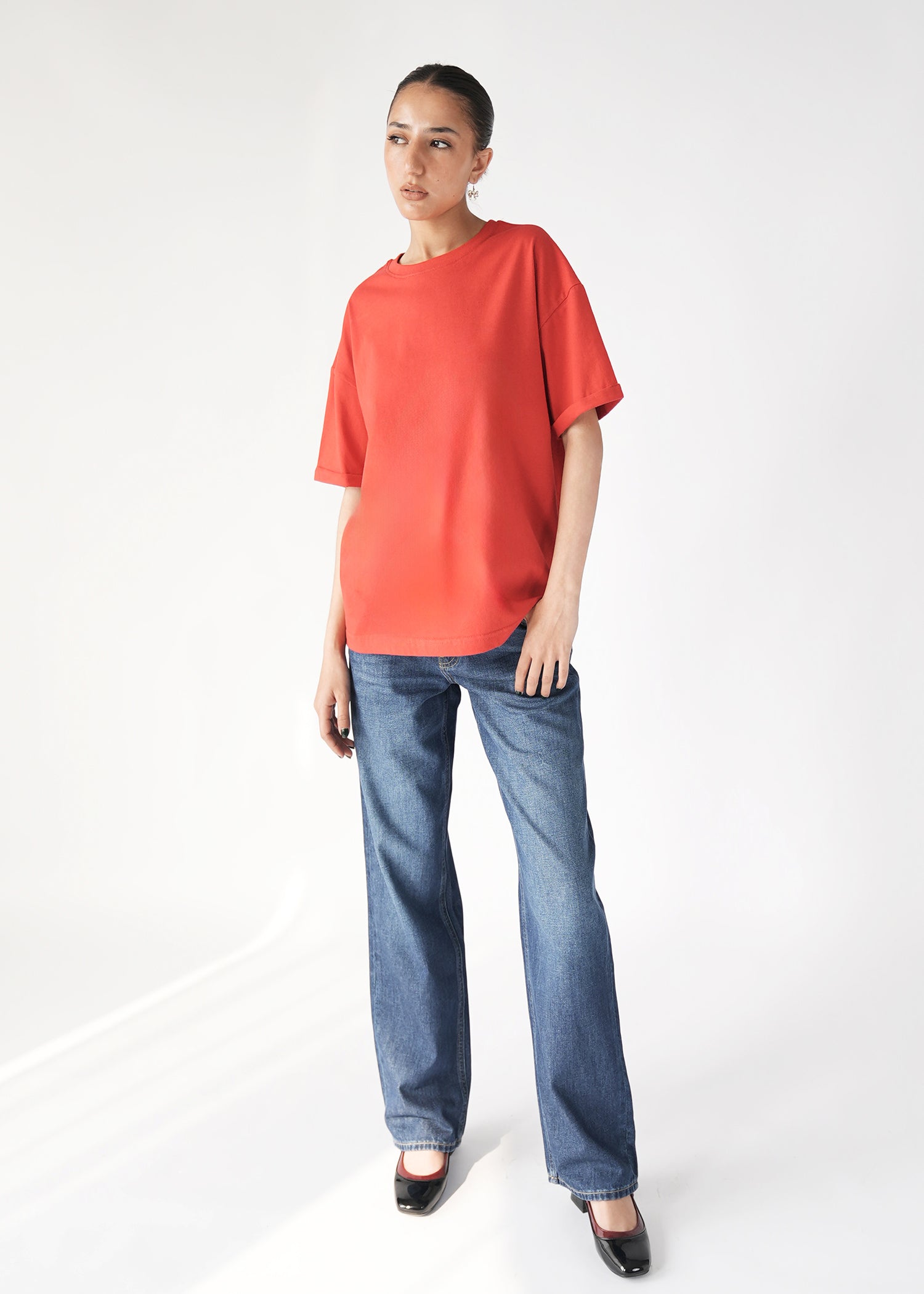 NishatUK - Red Solids Cotton 1-piece ready to wear T-Shirt