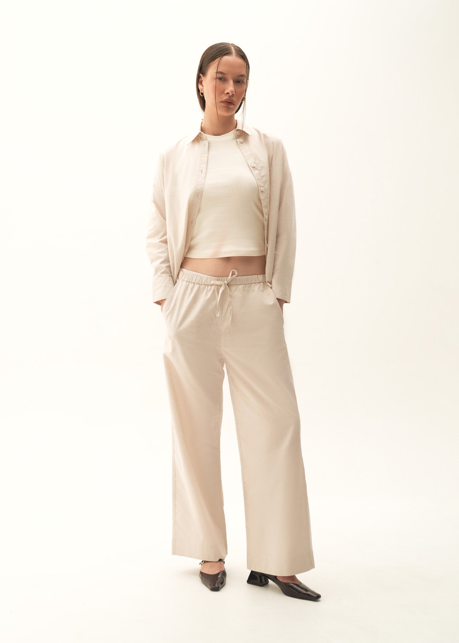 NishatUK - Beige Solids Cotton 1-piece ready to wear Trouser