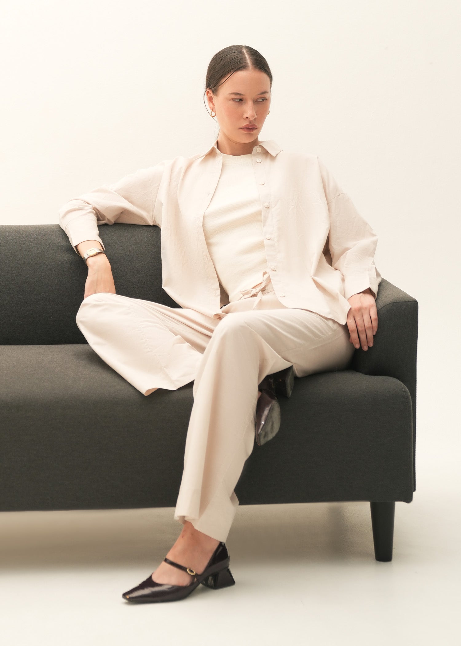 NishatUK - Brown Solids Cotton 1-piece ready to wear Shirt