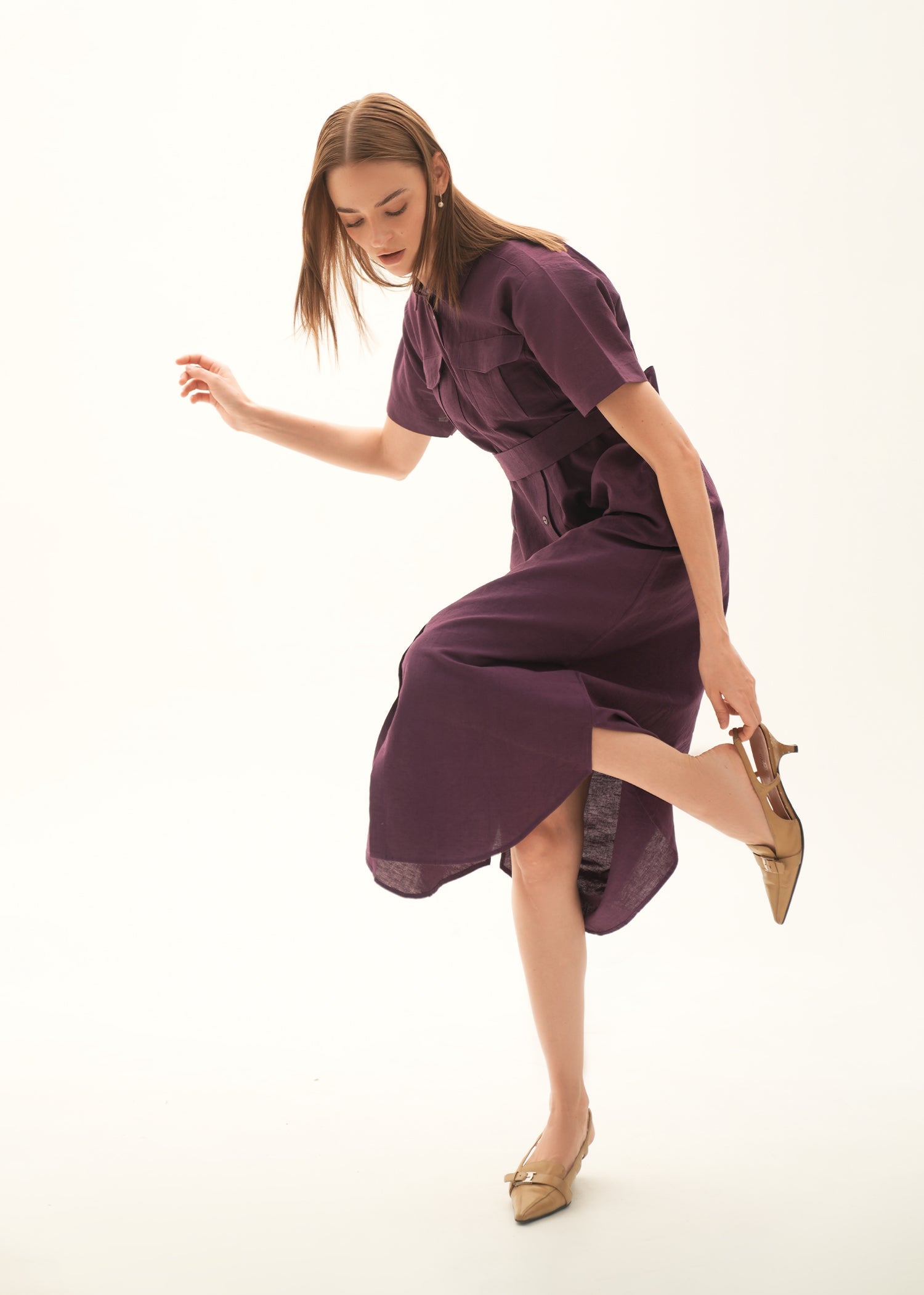 NishatUK - Purple Solids Cotton 1-piece ready to wear Long Dress