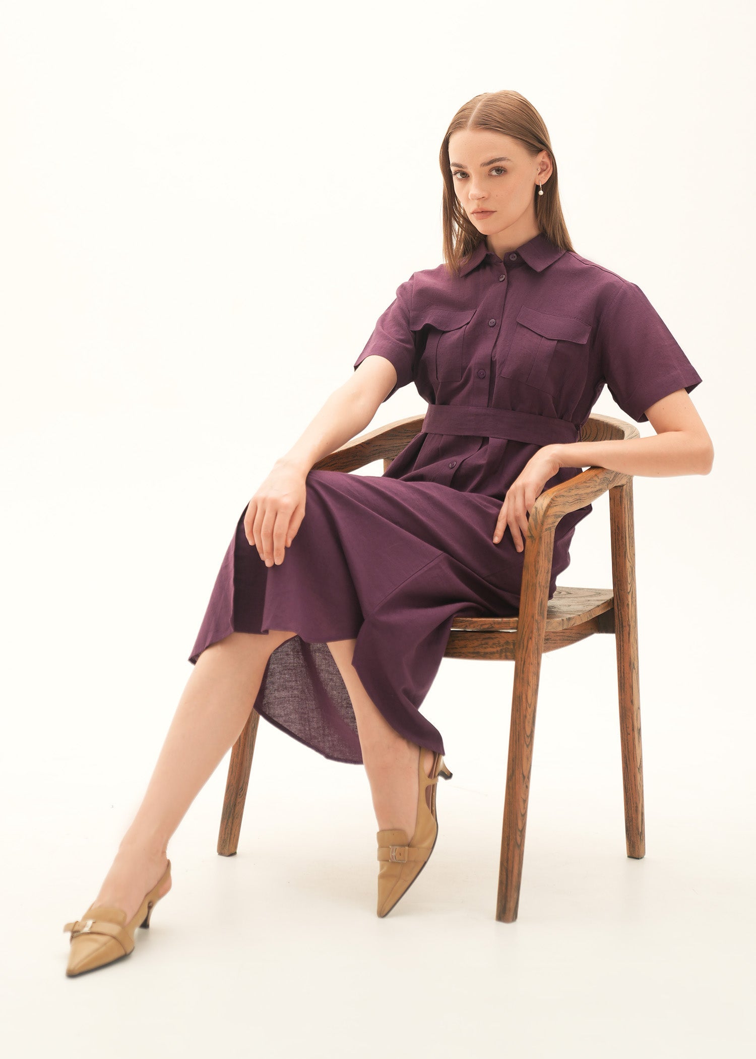 NishatUK - Purple Solids Cotton 1-piece ready to wear Long Dress