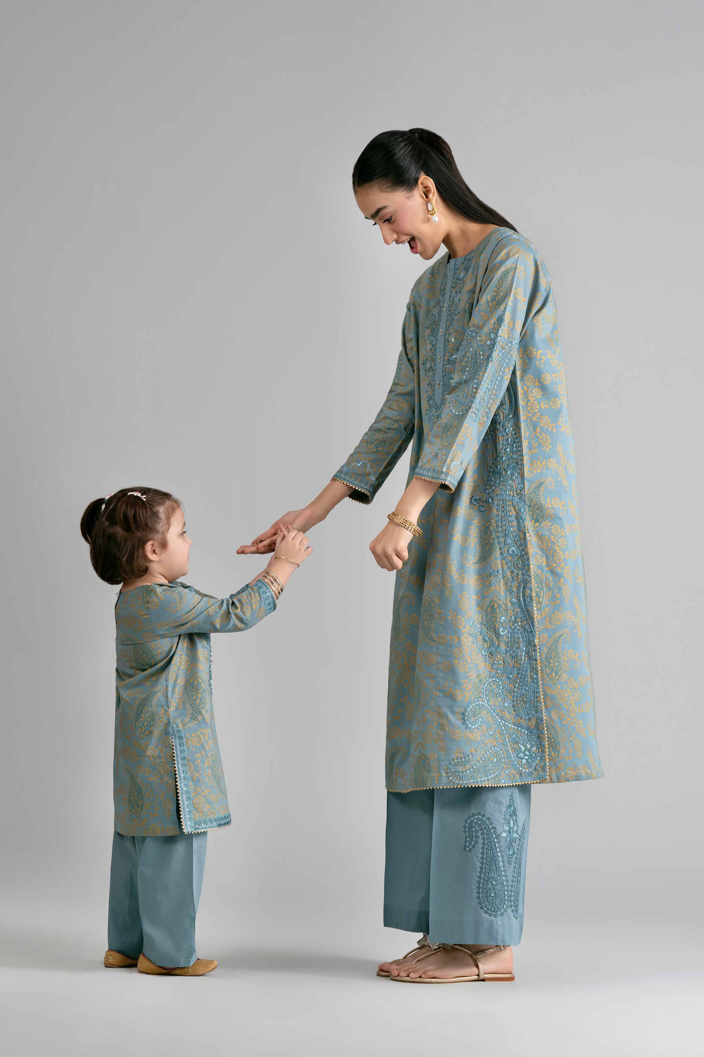 Nishat UK - Blue Embroidered Lawn 2 Pieces Ready To Wear Dress