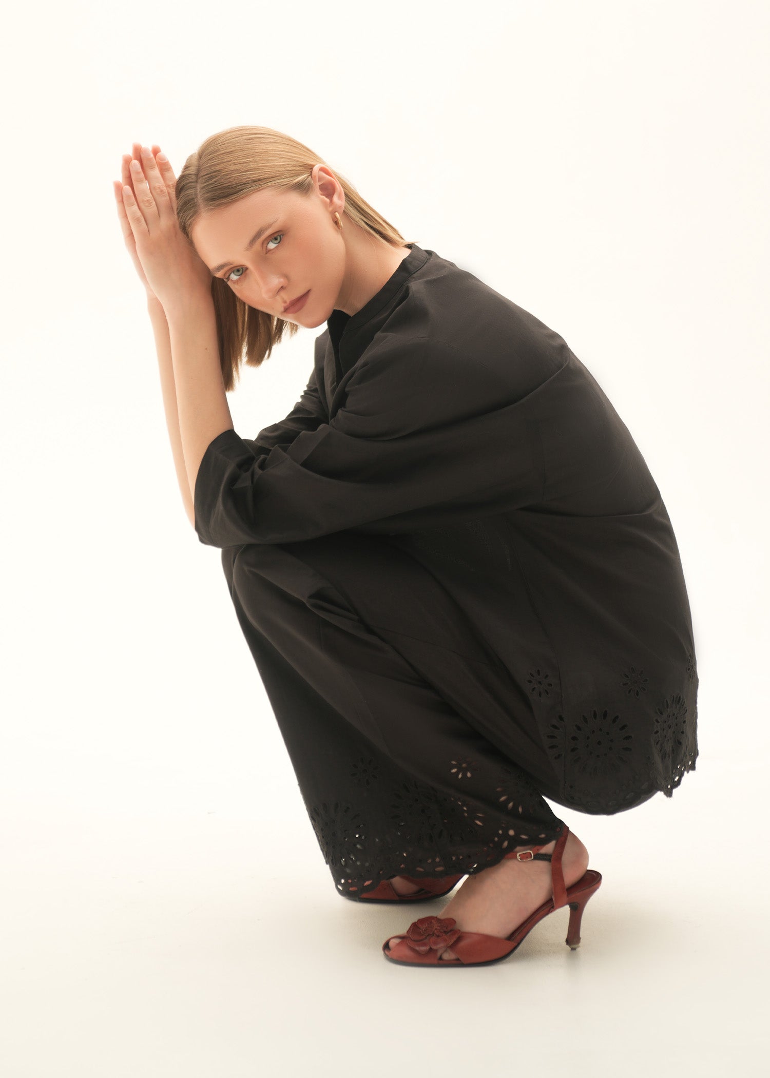 NishatUK - Black Embroidered Cotton 1-piece ready to wear Blouse