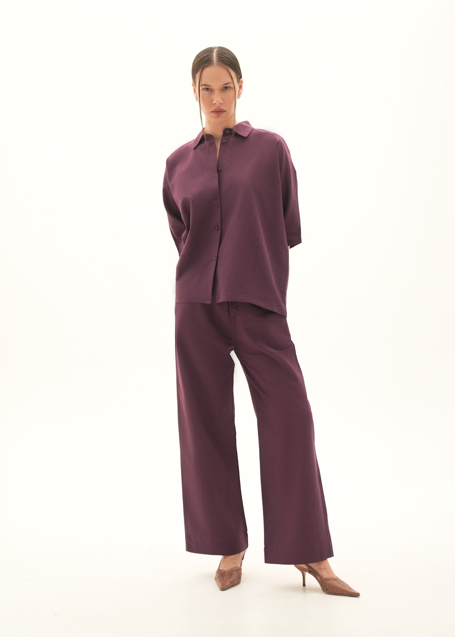 NishatUK - Purple Solids Cotton 1-piece ready to wear Trouser