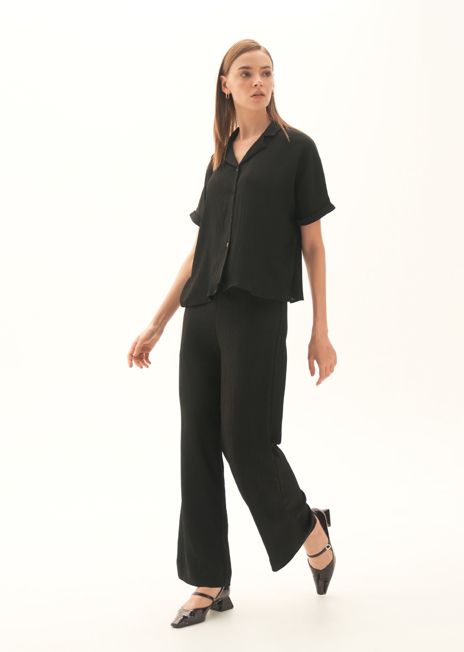 NishatUK - Black Solids Polyester 1-piece ready to wear Trouser