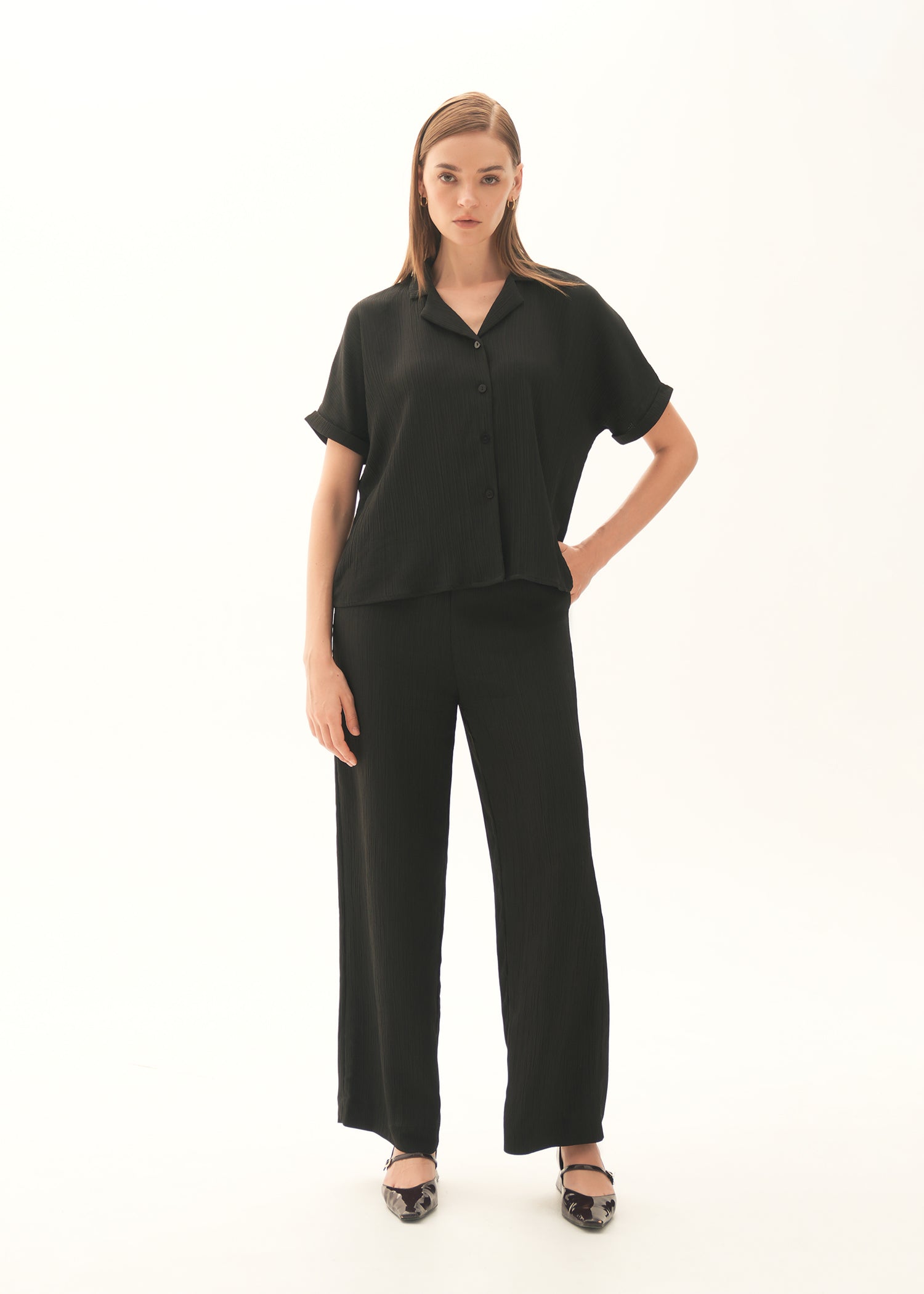 NishatUK - Black Solids Polyester 1-piece ready to wear Shirt