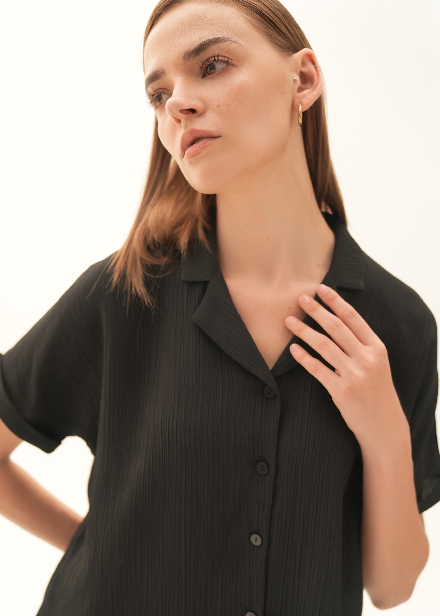 NishatUK - Black Solids Polyester 1-piece ready to wear Shirt