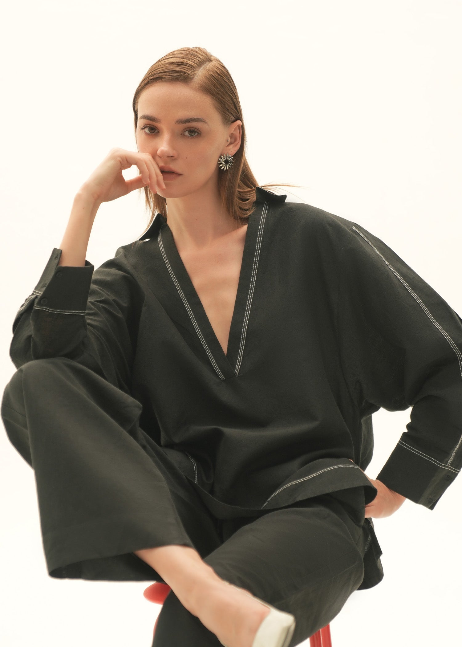 NishatUK - Black Solids Cotton 1-piece ready to wear Blouse