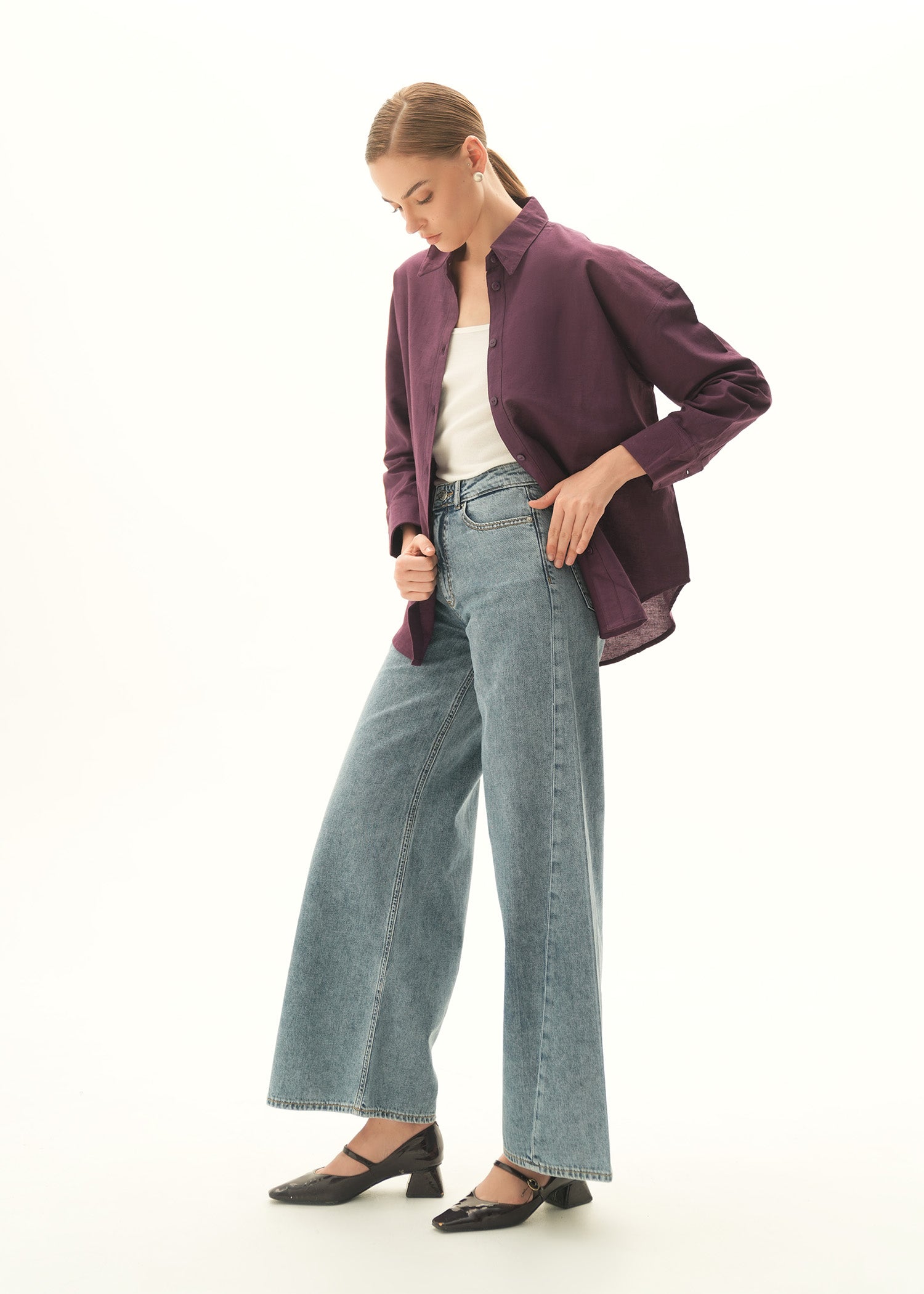 NishatUK - Purple Solids Cotton 1-piece ready to wear Shirt