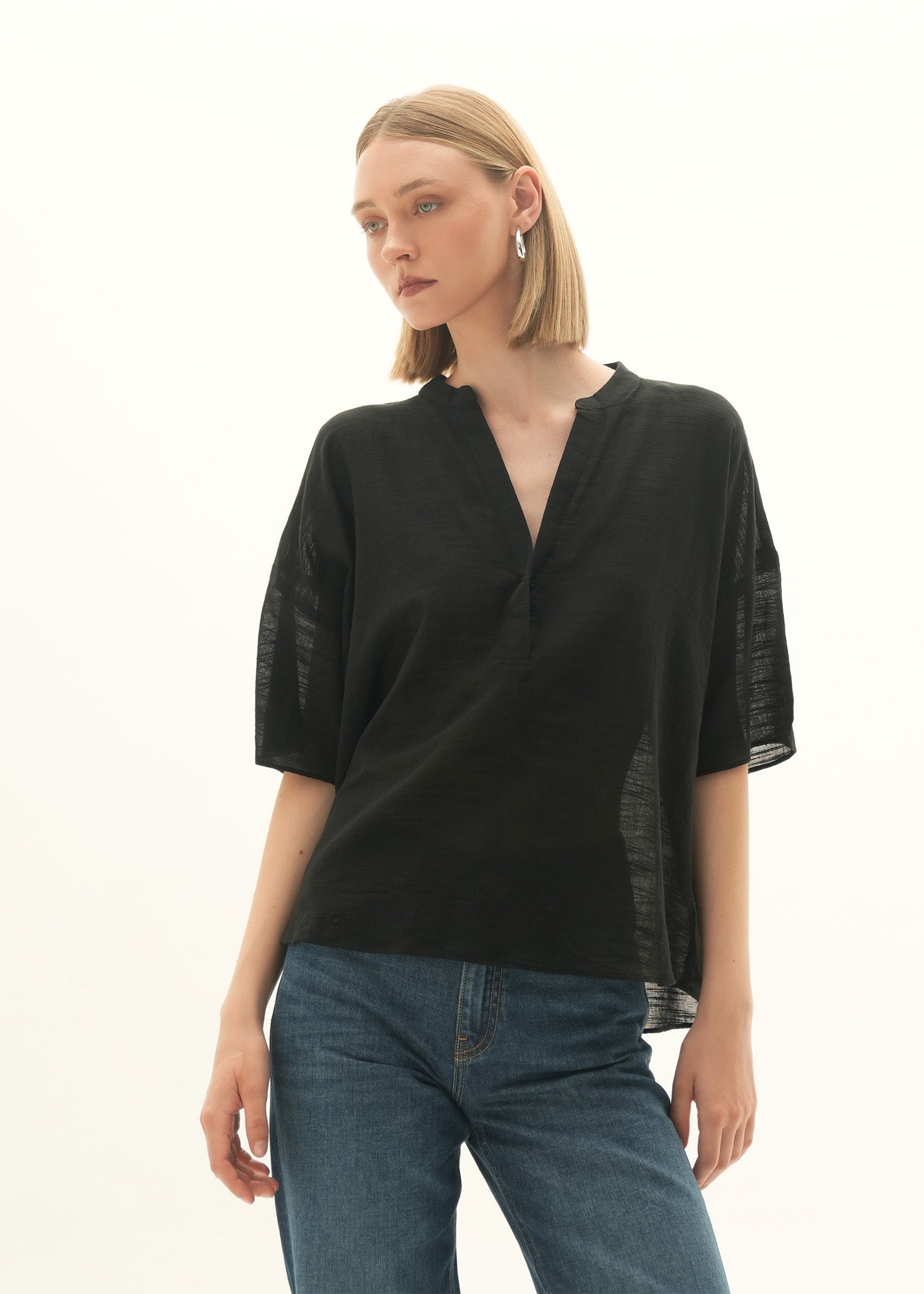 NishatUK - Black Solids Cotton 1-piece ready to wear Blouse