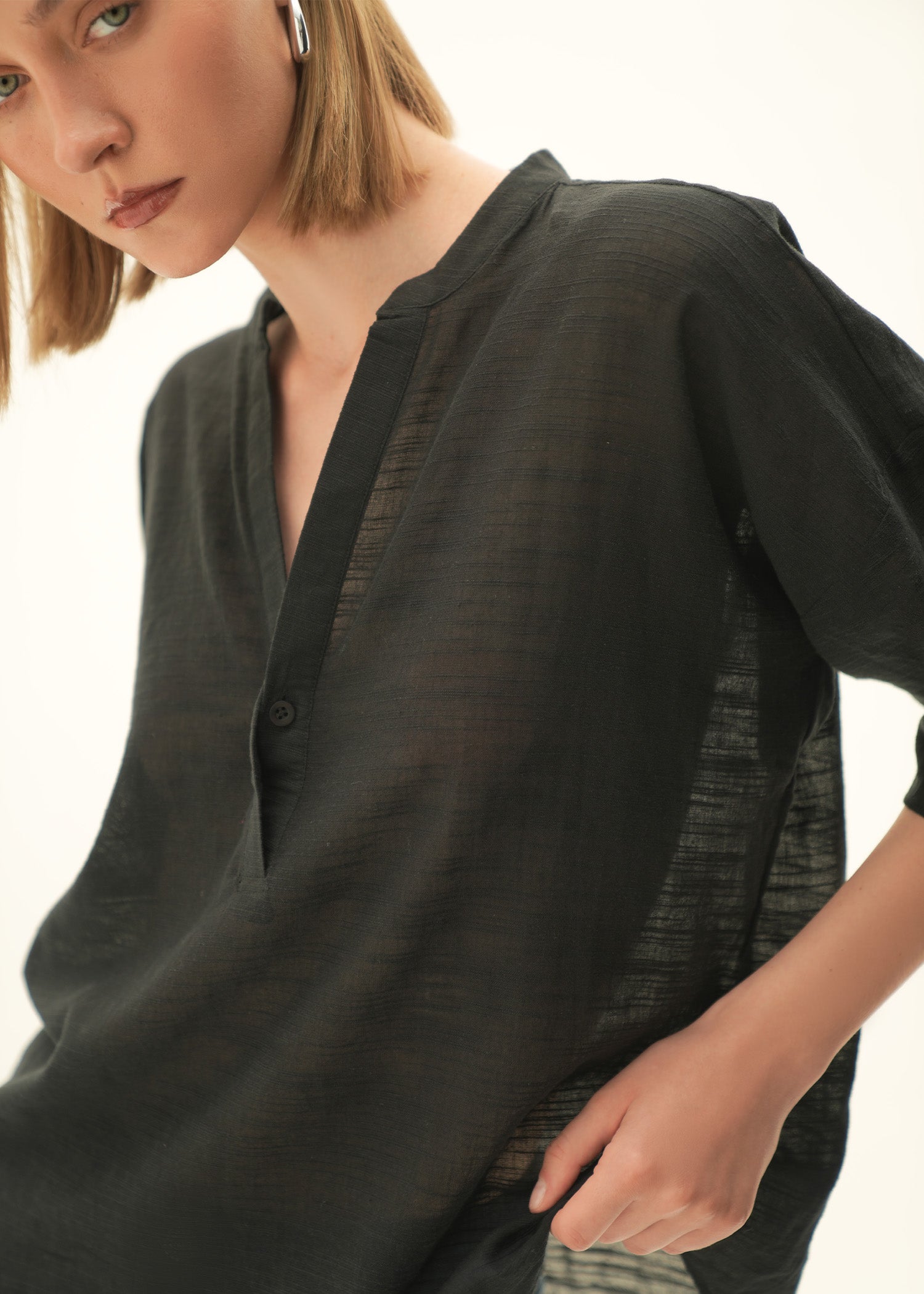 NishatUK - Black Solids Cotton 1-piece ready to wear Blouse
