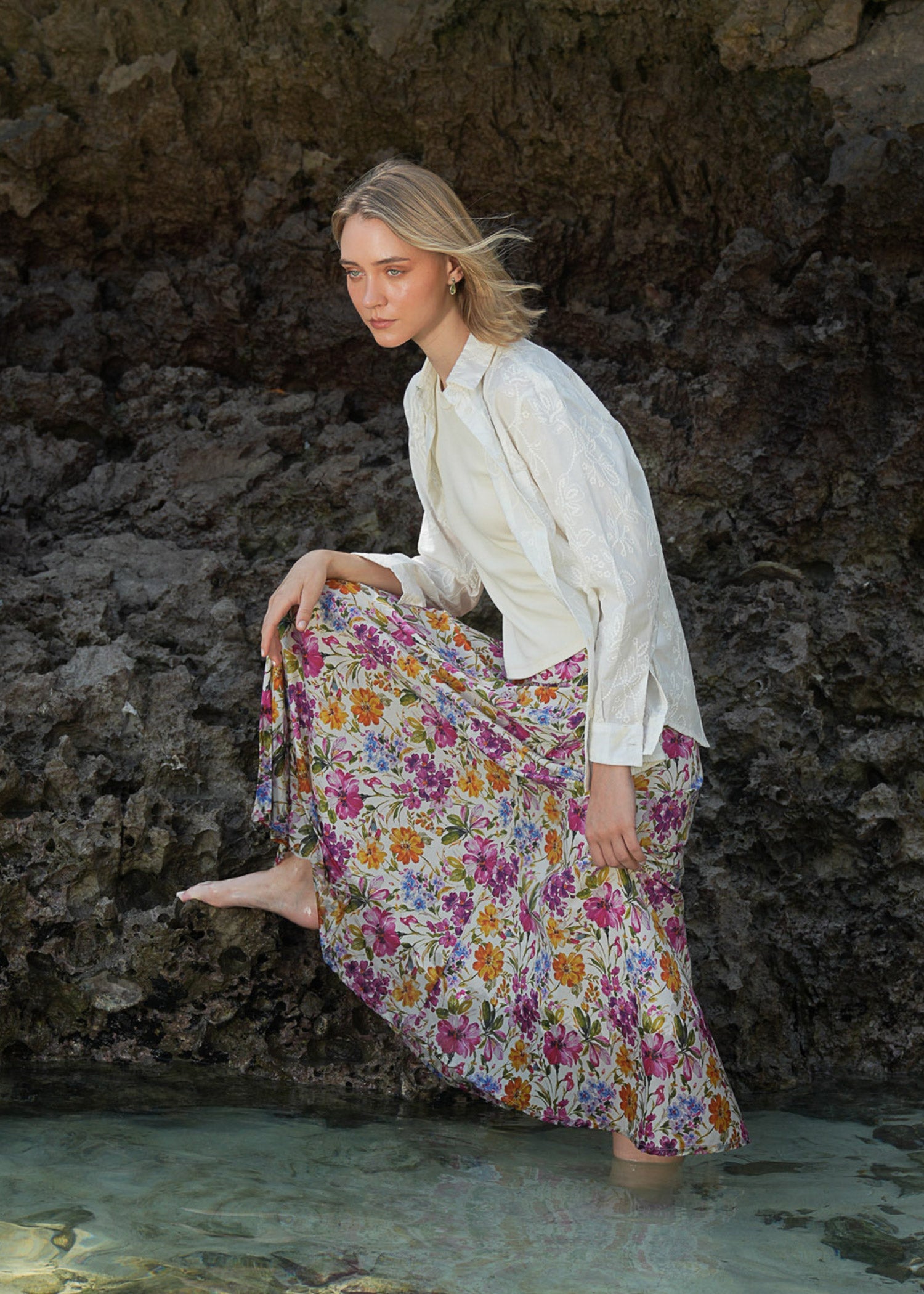 NishatUK - Multi Printed Viscose 1-piece ready to wear Skirt