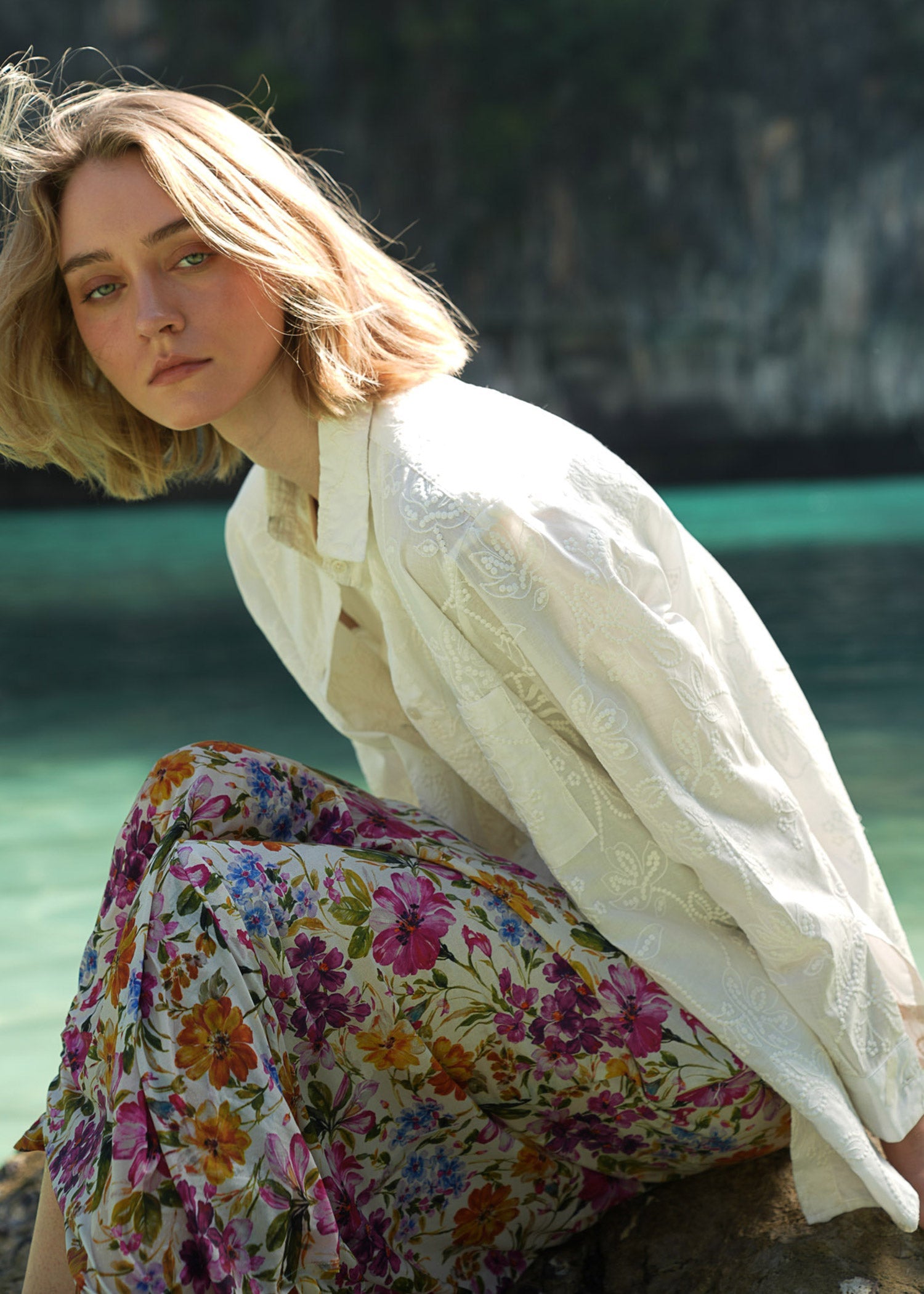 NishatUK - Multi Printed Viscose 1-piece ready to wear Skirt