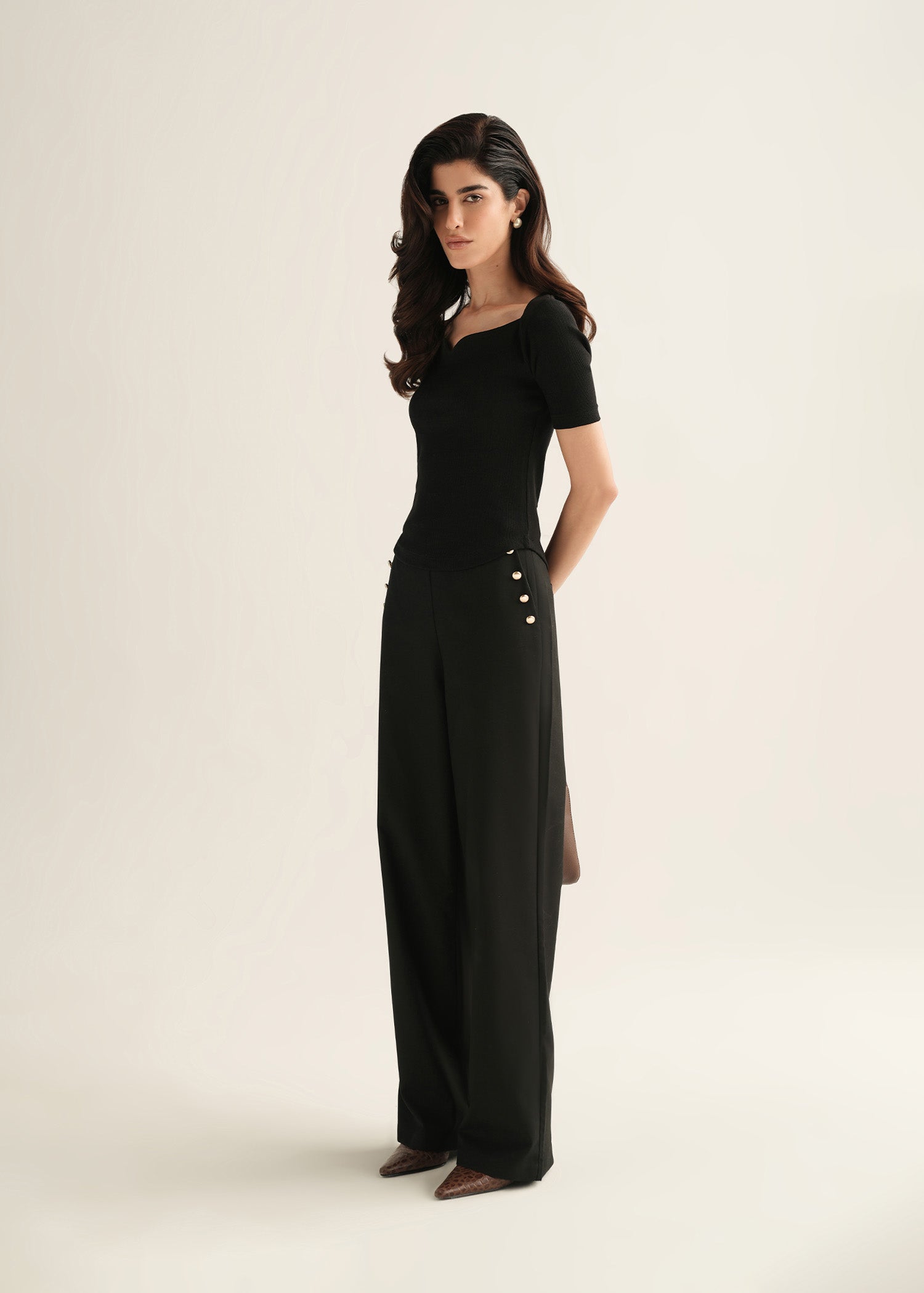 NishatUK - Black Solids Cotton 1-piece ready to wear Top