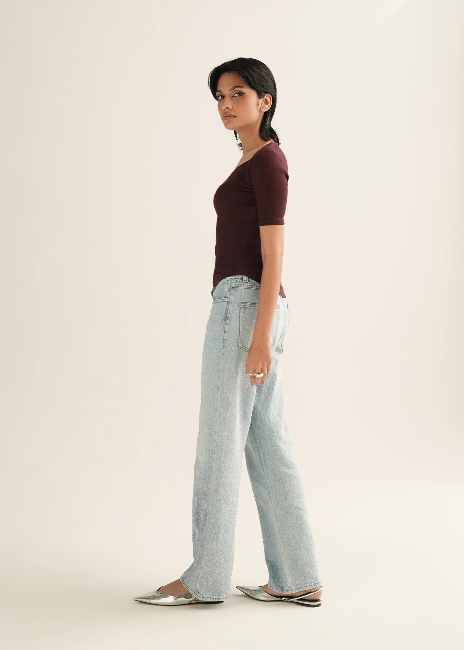 NishatUK - Maroon Solids Cotton 1-piece ready to wear Top