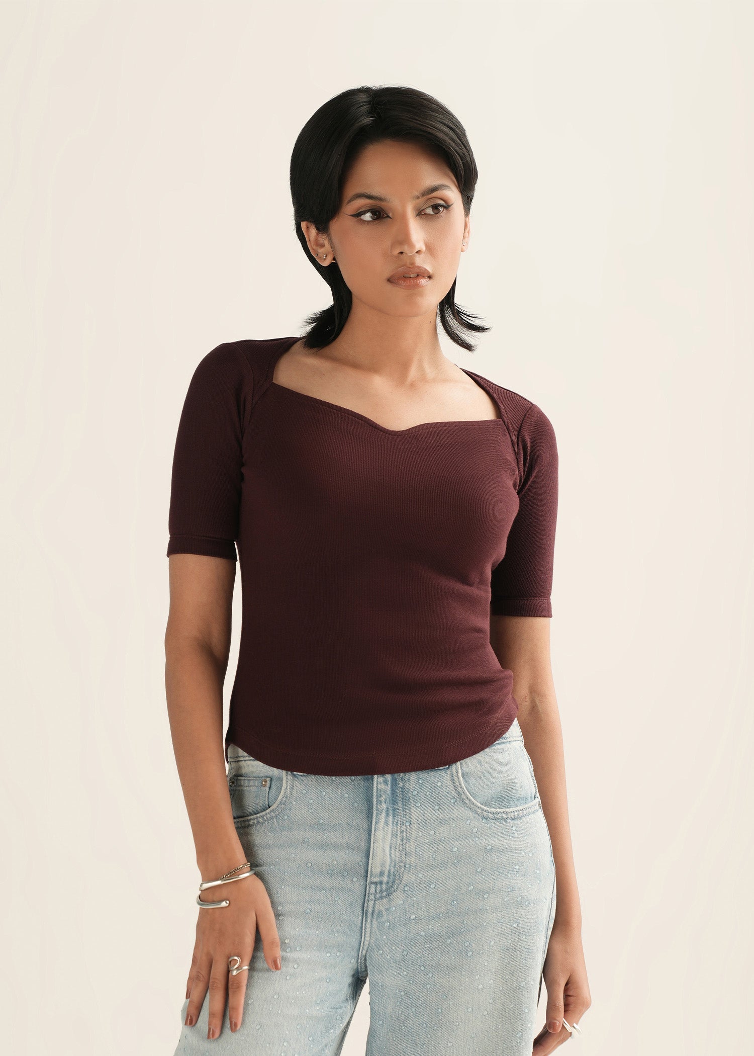 NishatUK - Maroon Solids Cotton 1-piece ready to wear Top