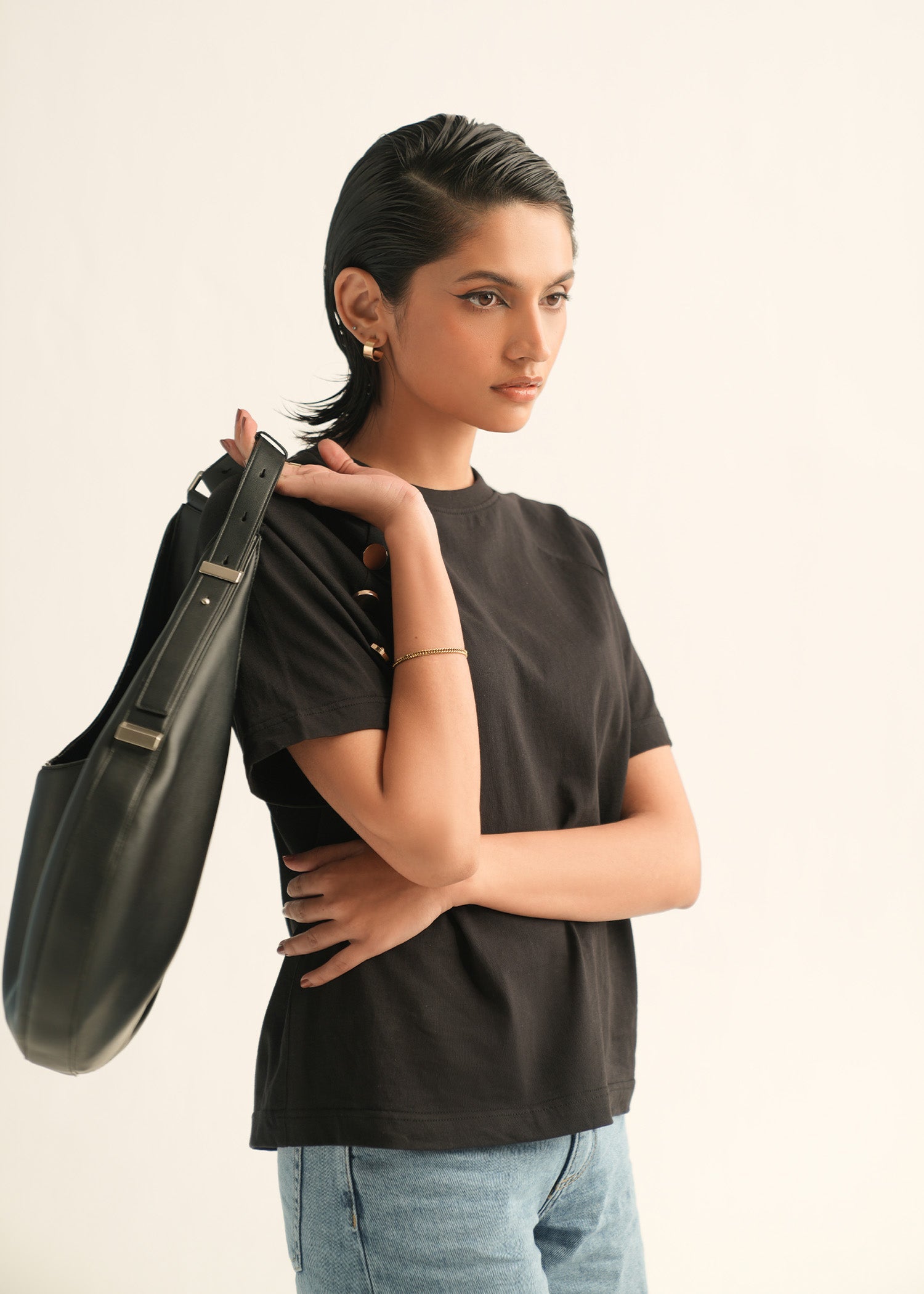 NishatUK - Black Solids Cotton 1-piece ready to wear T-Shirt